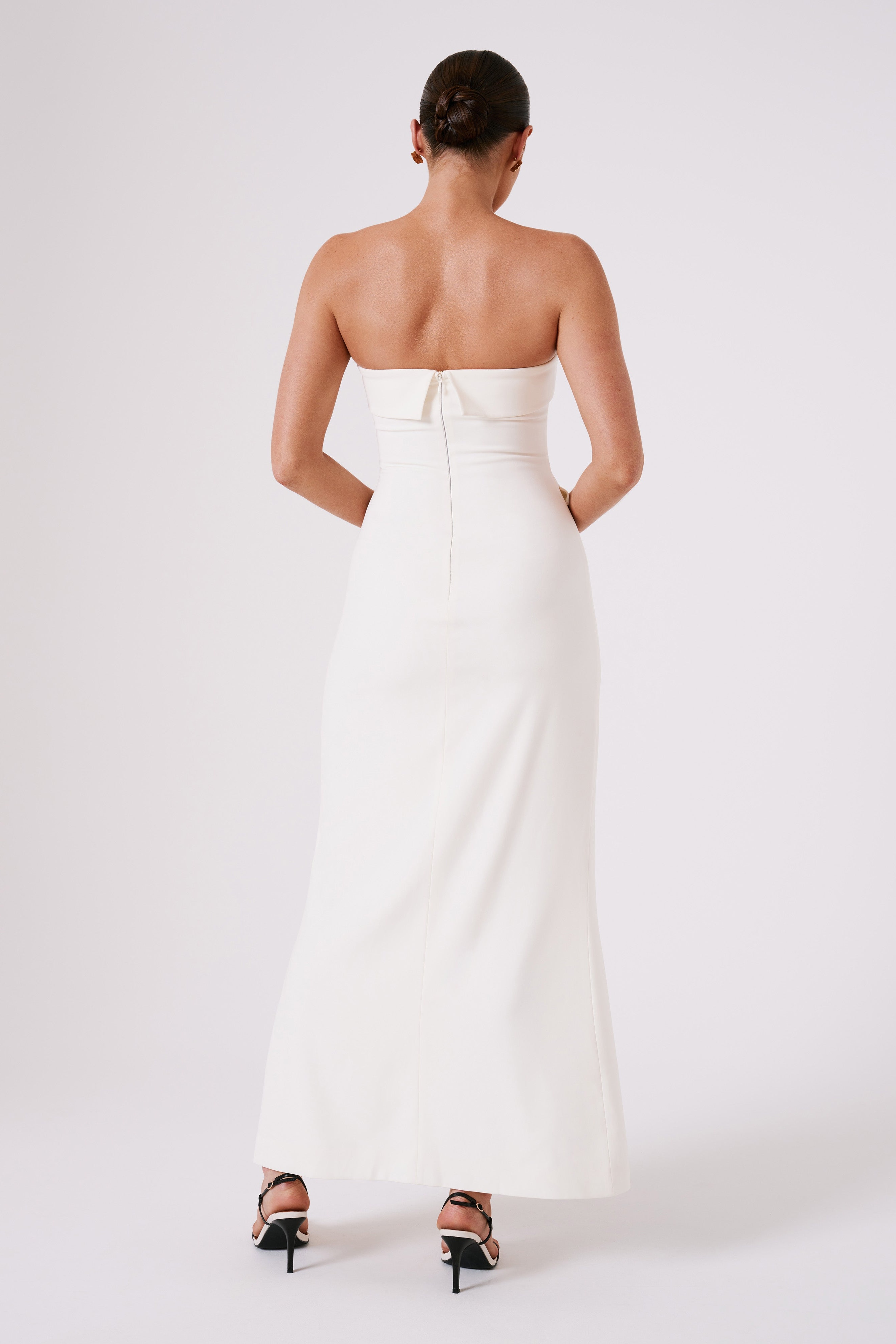 Ivory Strapless Suiting Maxi Dress