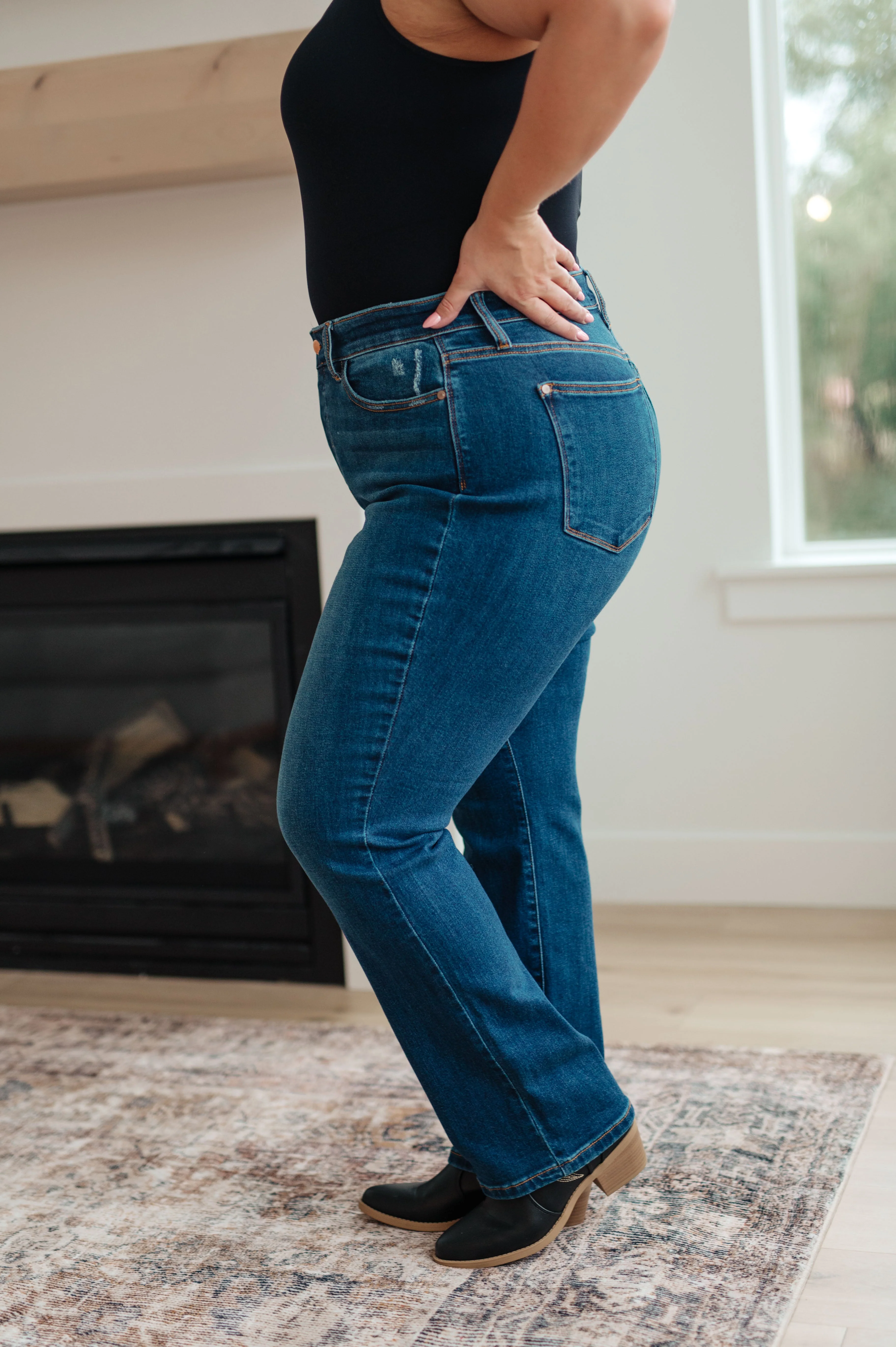 Blue Pippa High Rise Button Fly Dad Jeans