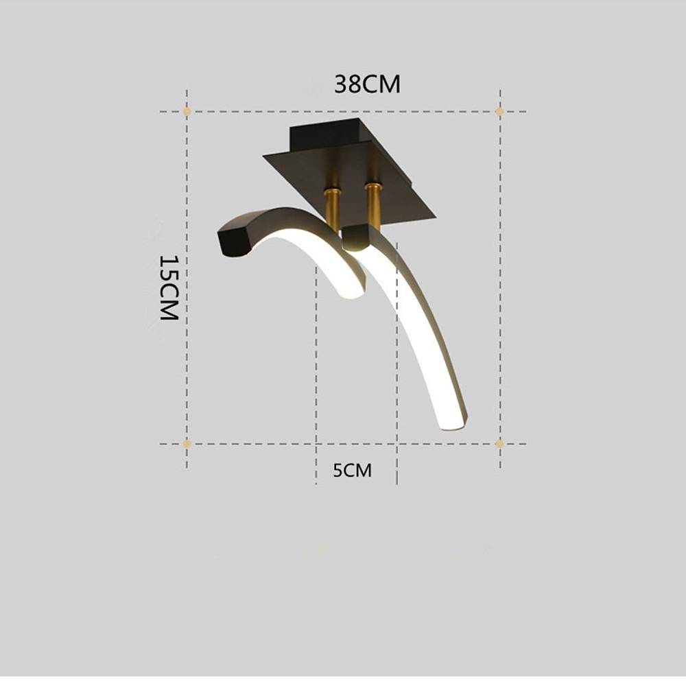 Black Flush Mount Ceiling Light Modern Arc Shaped Dimmable Light