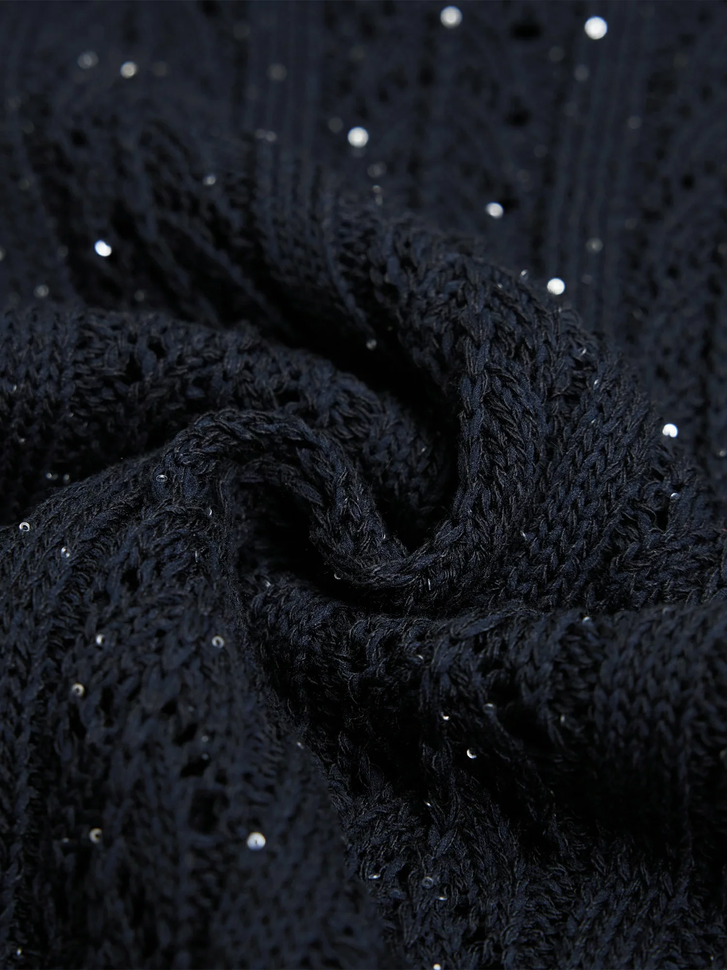 Lyocell Sleeveless Openwork Sequin Knitted Vest