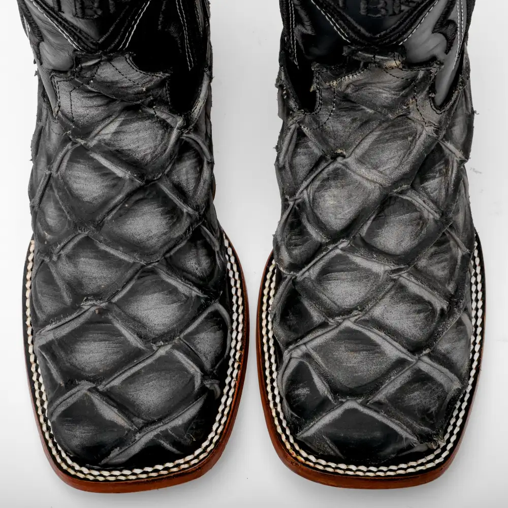 Matte Rustic Eclipse Pirarucu Leather Boots - Square Toe