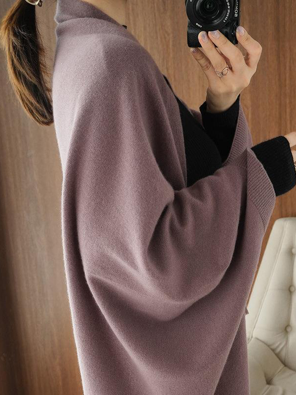 Casual Loose Solid Color Shawl&Cloak
