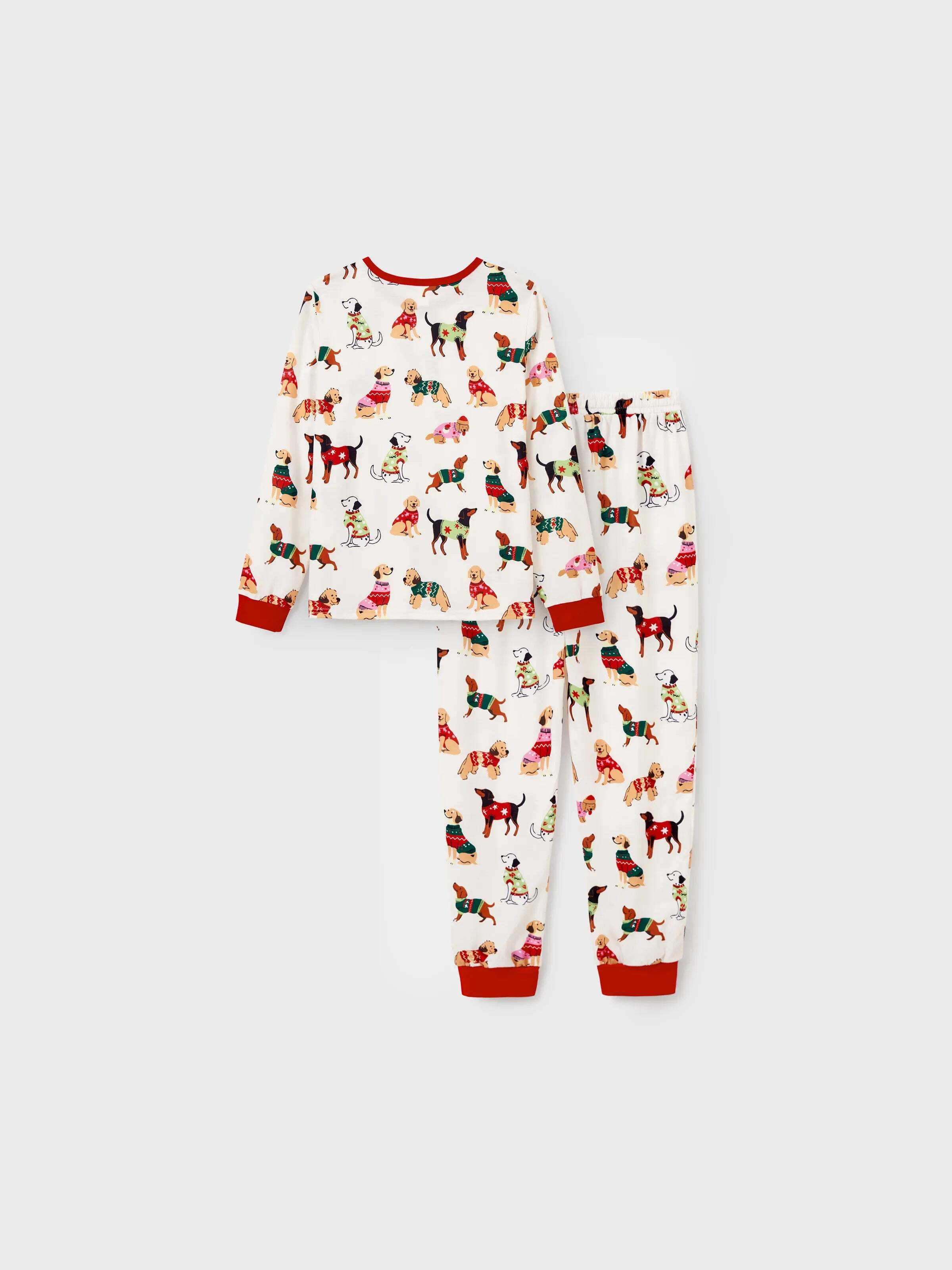 Christmas Matching Family Pajamas Set Various Dog Print PJS with Christmas Socks Apricot