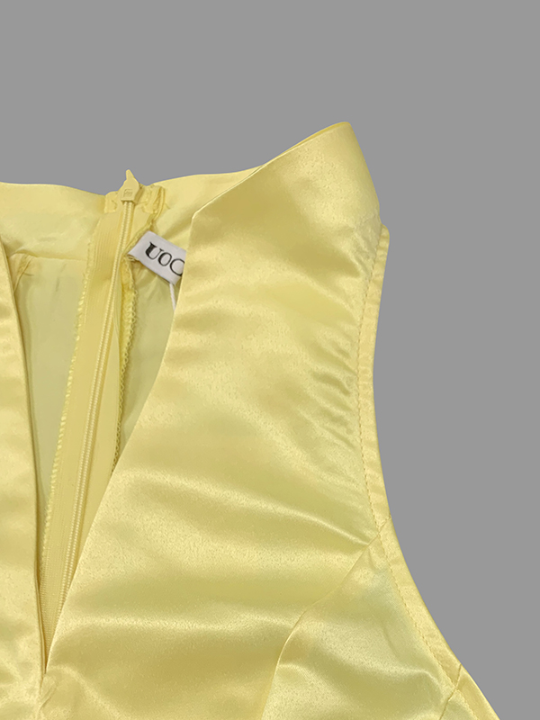 A-Line Loose Belted Pleated Pockets Solid Color V-Neck Midi Dresses