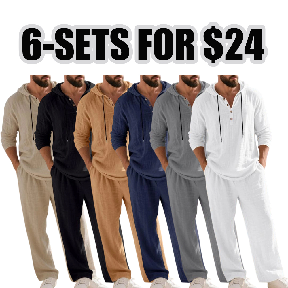 Men's Trendy Linen Hooded Two-Piece Set