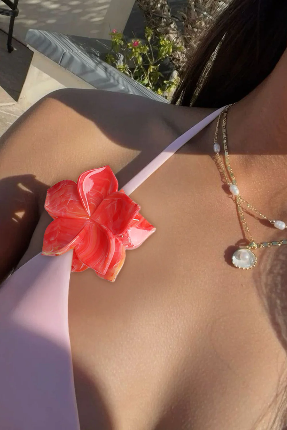 Tomato Red Flower Shape Resin Hair Claw Clip