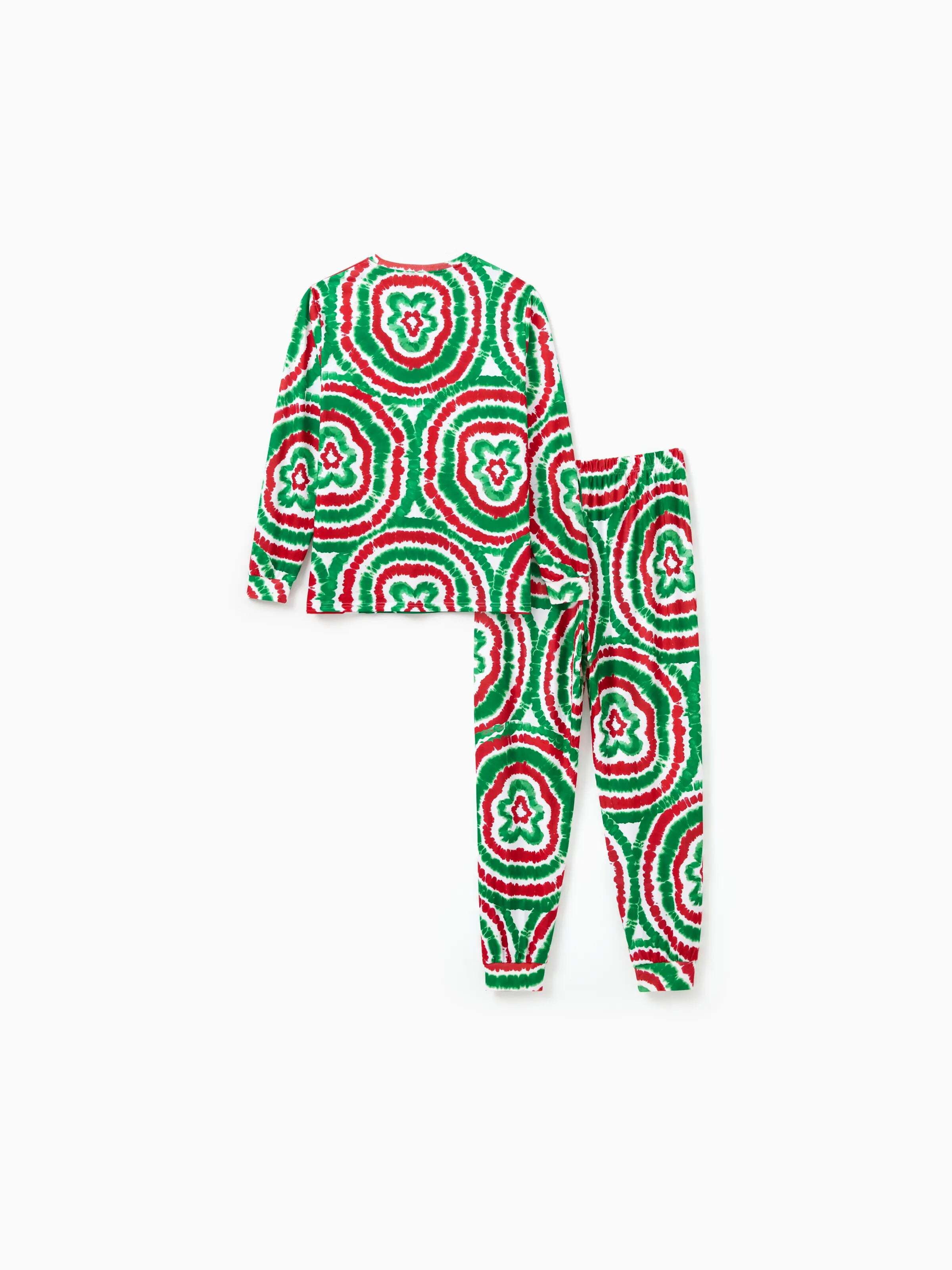 Christmas Family Red&Green Tie-Dye Gingerbread Man Pajamas Sets with Christmas Socks MultiColour