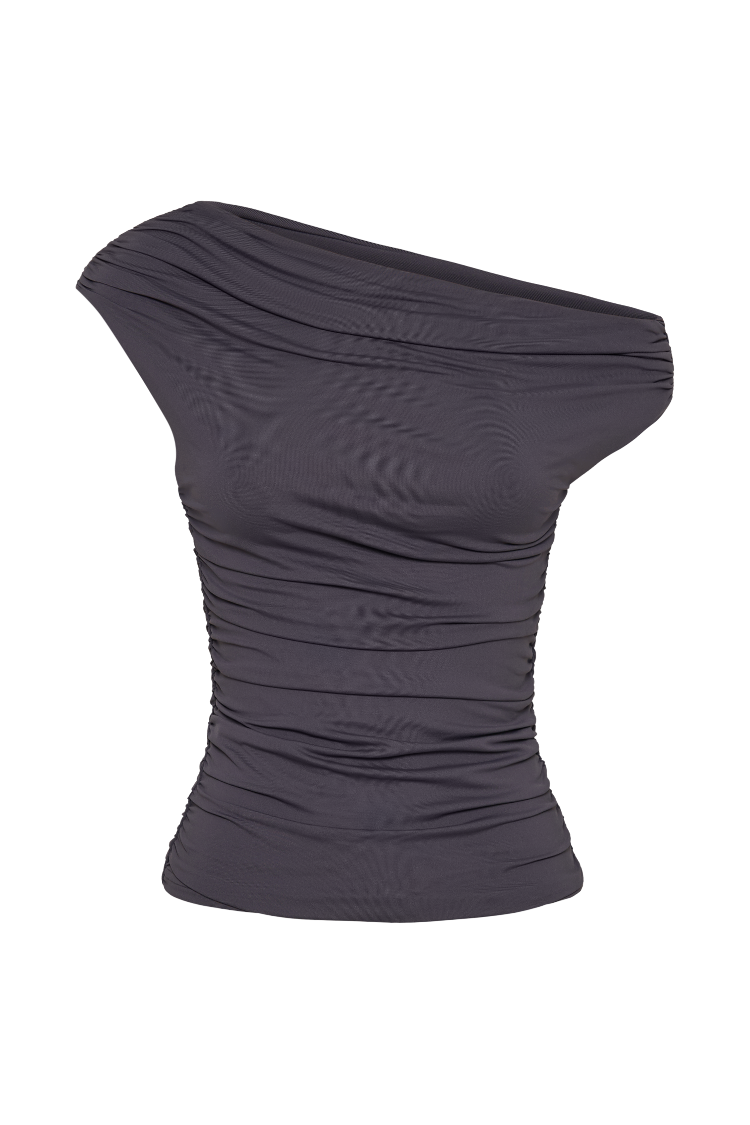 Charcoal Recycled Nylon Ruched Top