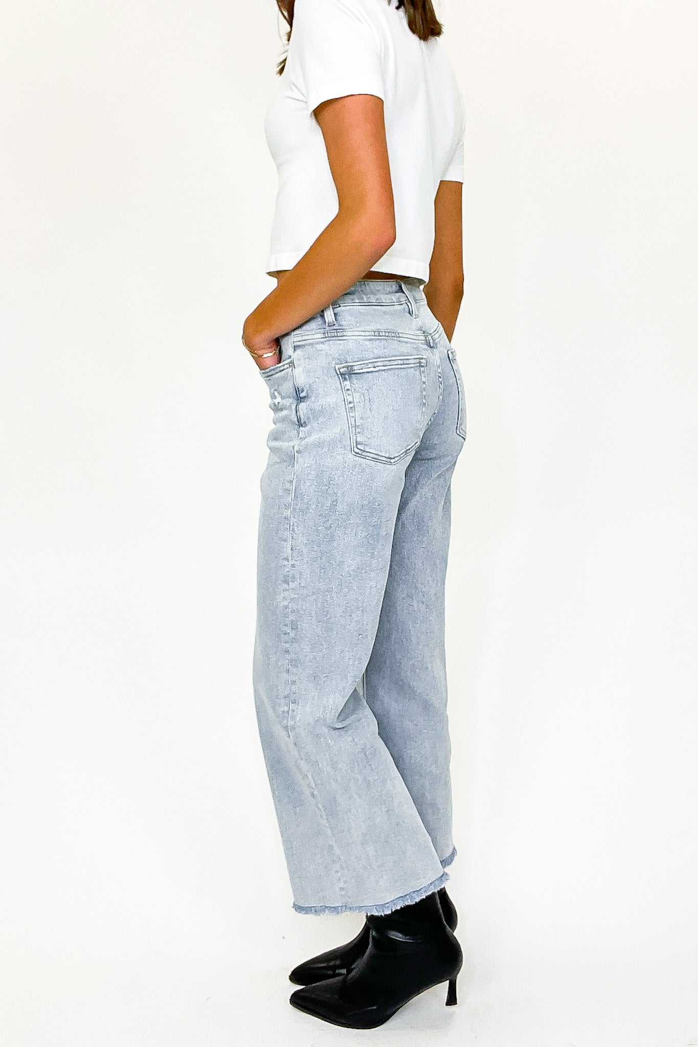 Summit High Rise Ankle Wide Leg Jeans
