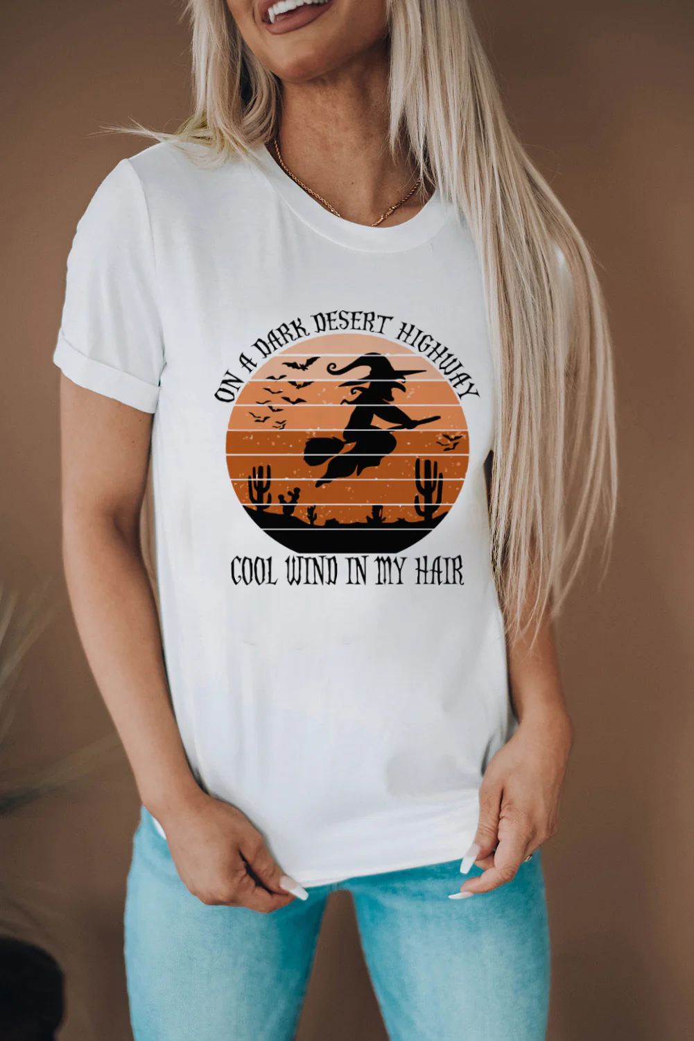 White Witch Letter Color Block Short Sleeve Graphic Tee