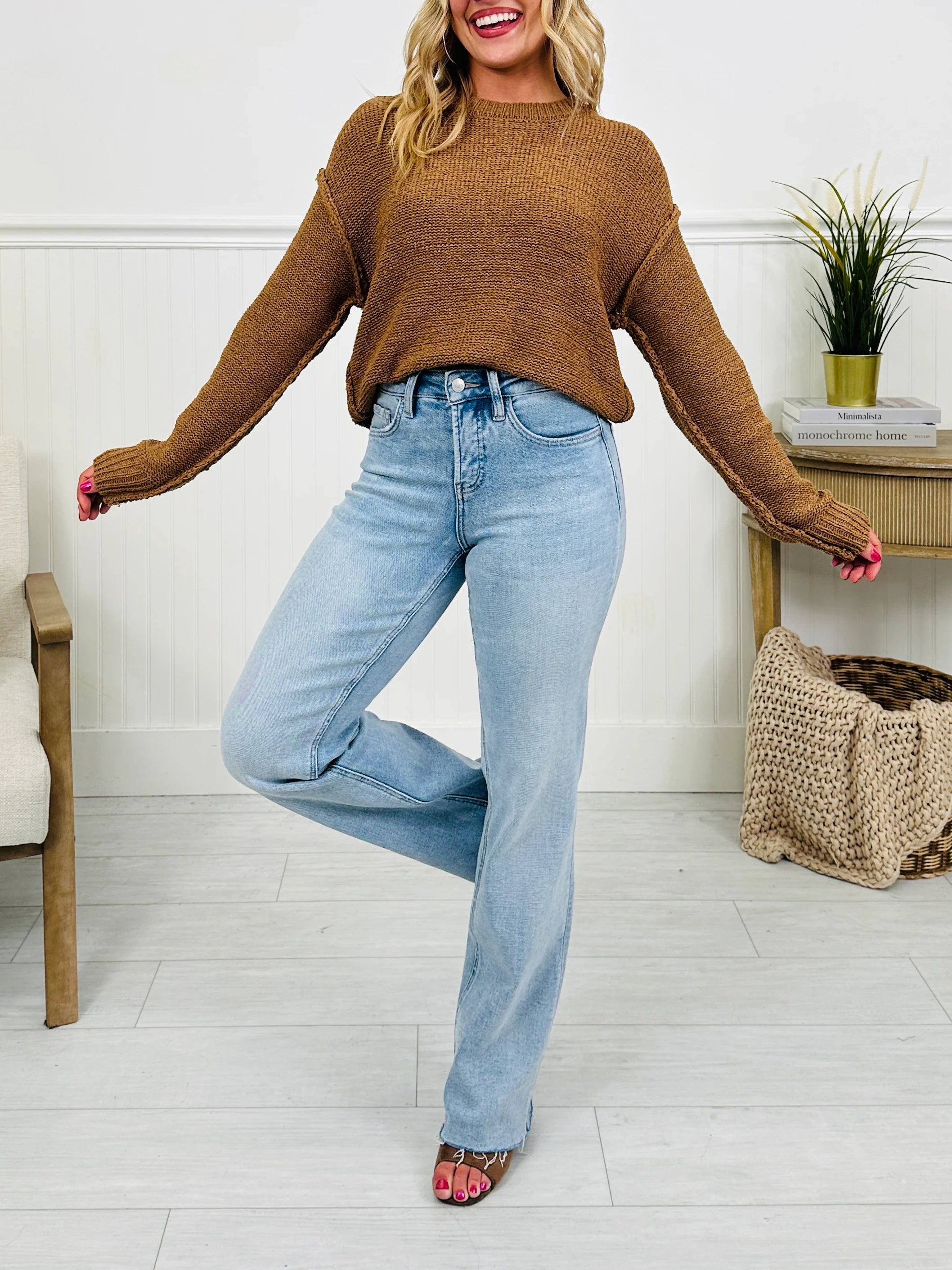 Feeling Brand New Slim Wide Leg Tummy Control Jeans