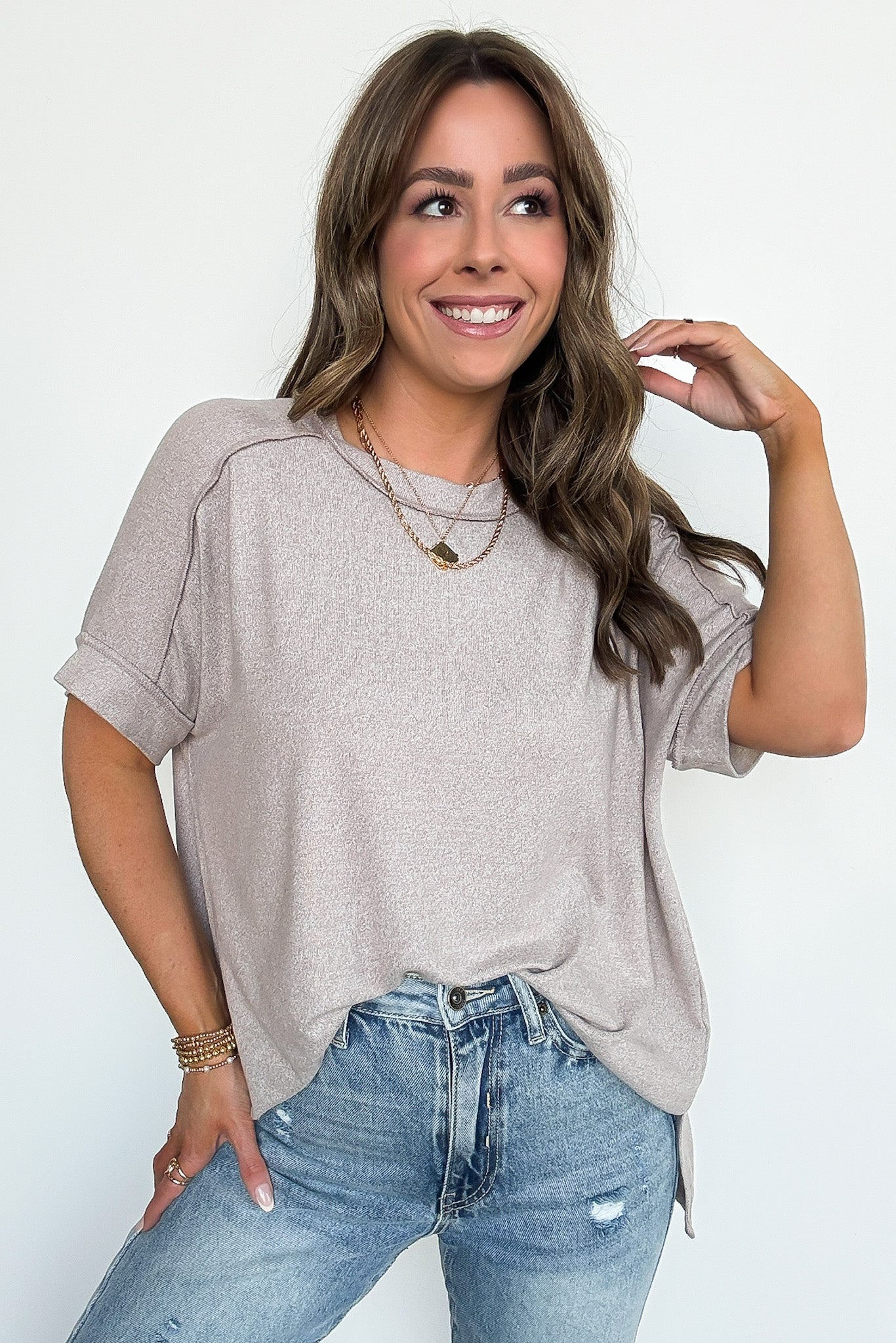 Sunday Muse Melange High Low Tee