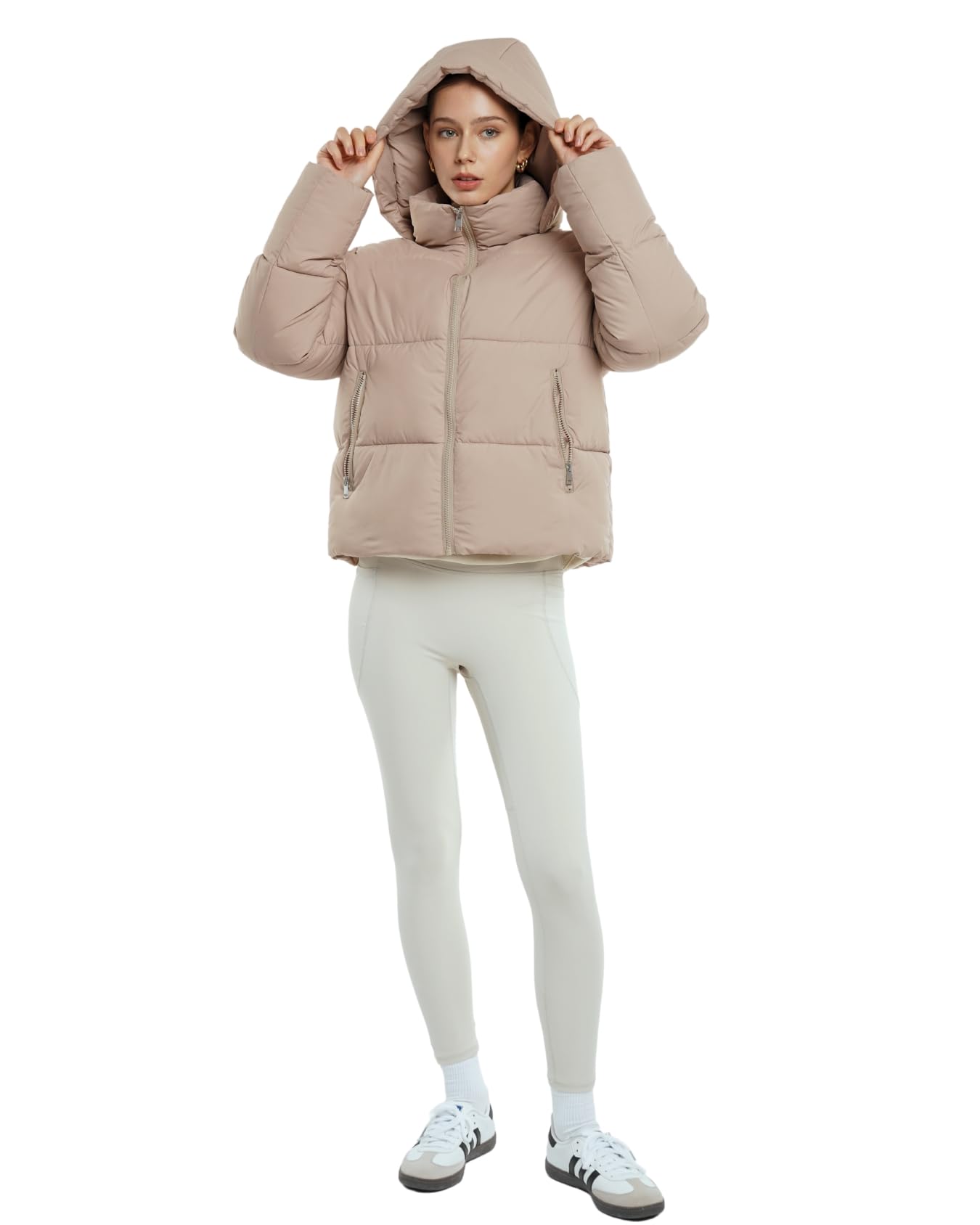 WarmCore Premium Short Puffer Jackets with Removable Hood & Optional Faux Fur Linging, Lady Casual Outerwear Longsleeves Zip Pockets Warm Quilted Coat