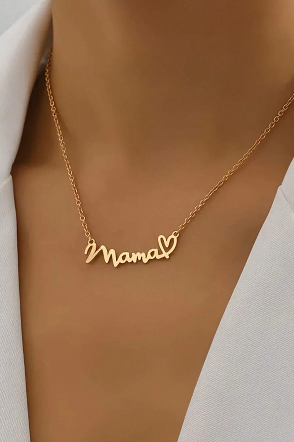 Gold Tiny Mama Script Necklace