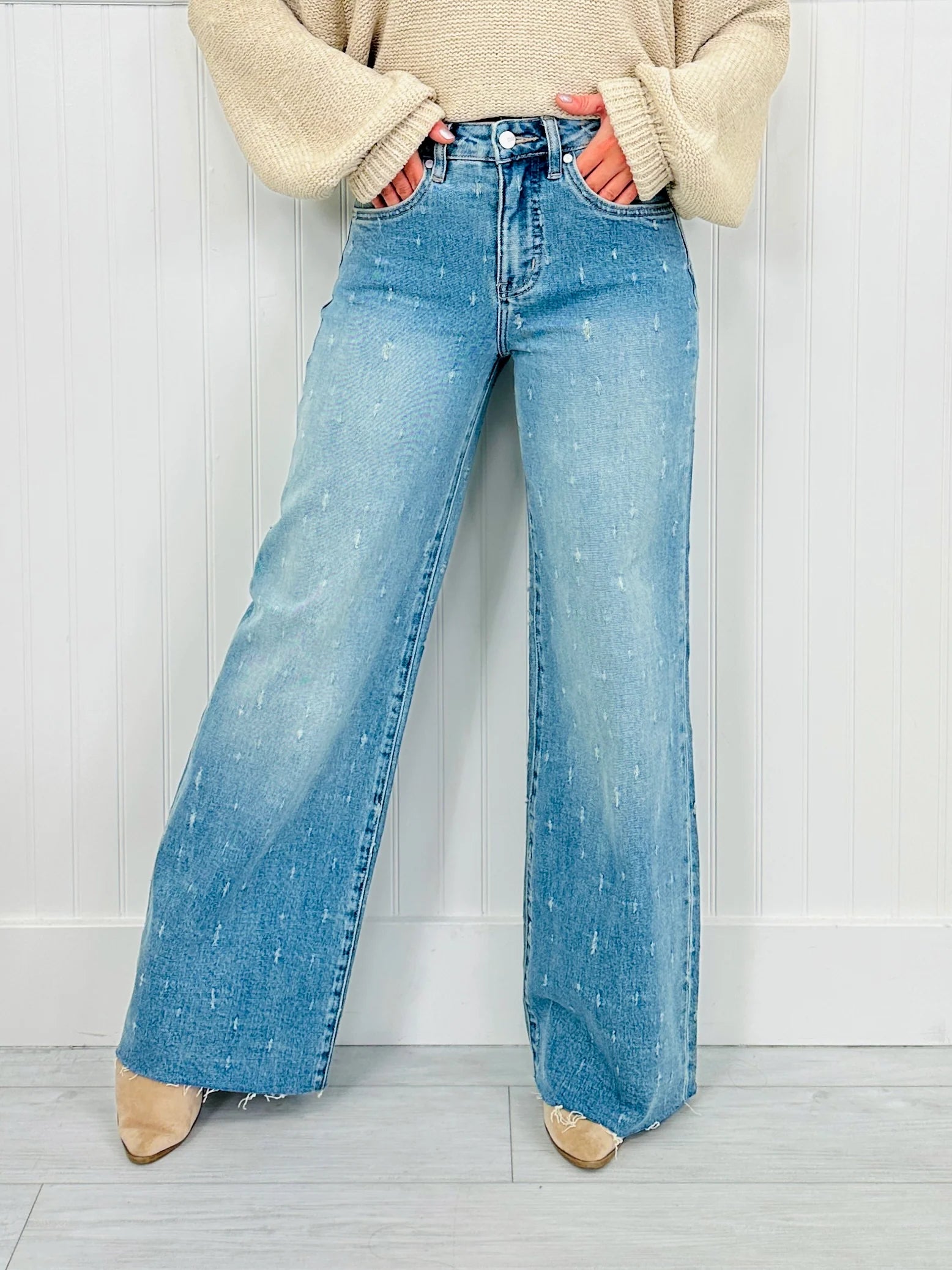 Cat Scratch Fever Tummy Control Wide Leg Jeans
