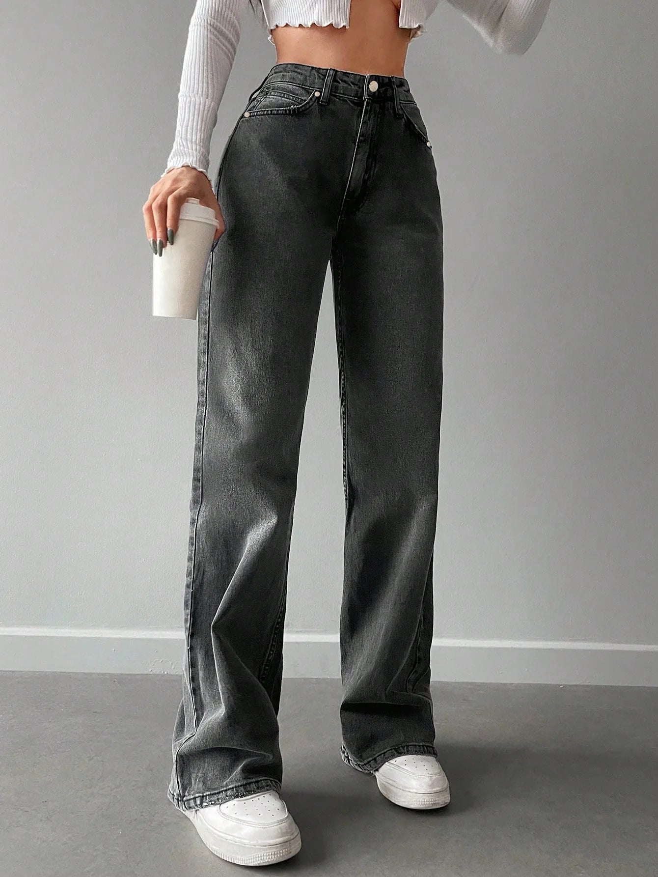 Charcoal Grey Straight Fit Jeans