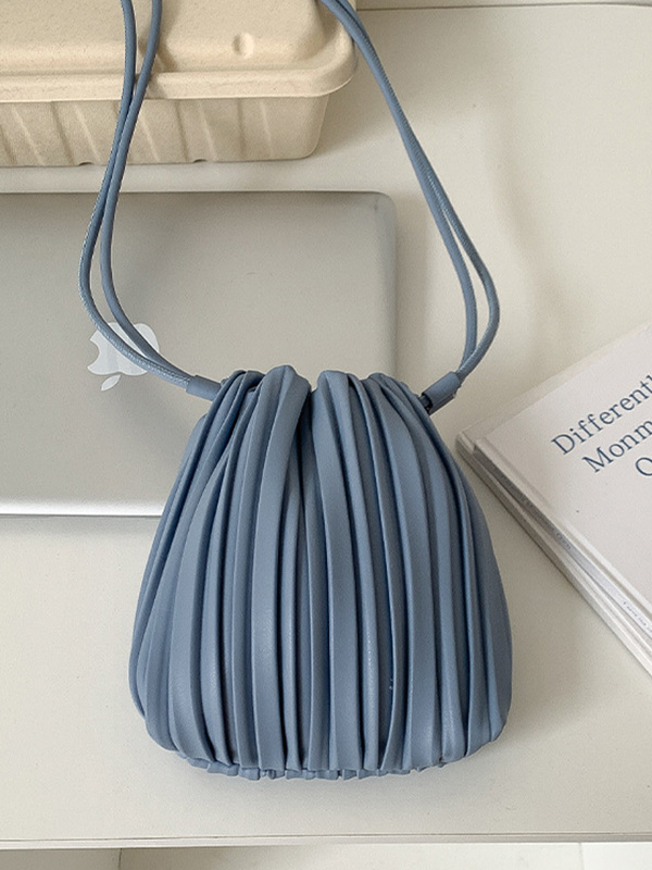 Drawstring Pleated Split-Joint Crossbody Bags