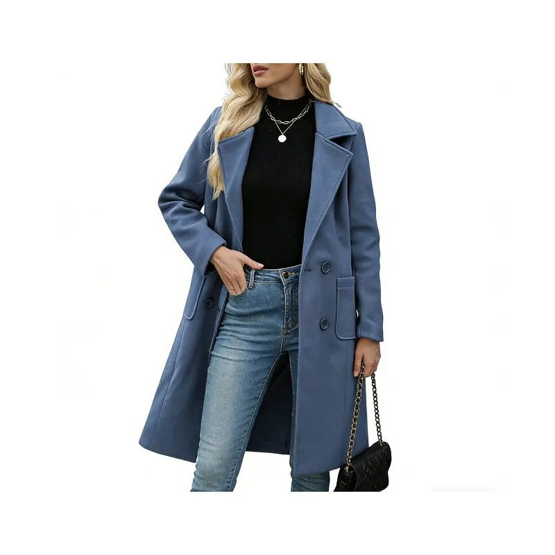 Tynelle Ladies' 8-Color Wool-Blend Mid-Length Lapel Coat