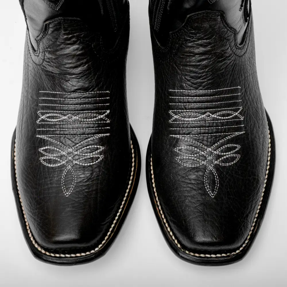 Genuine Black Bull Shoulder Boots - Cutter Toe