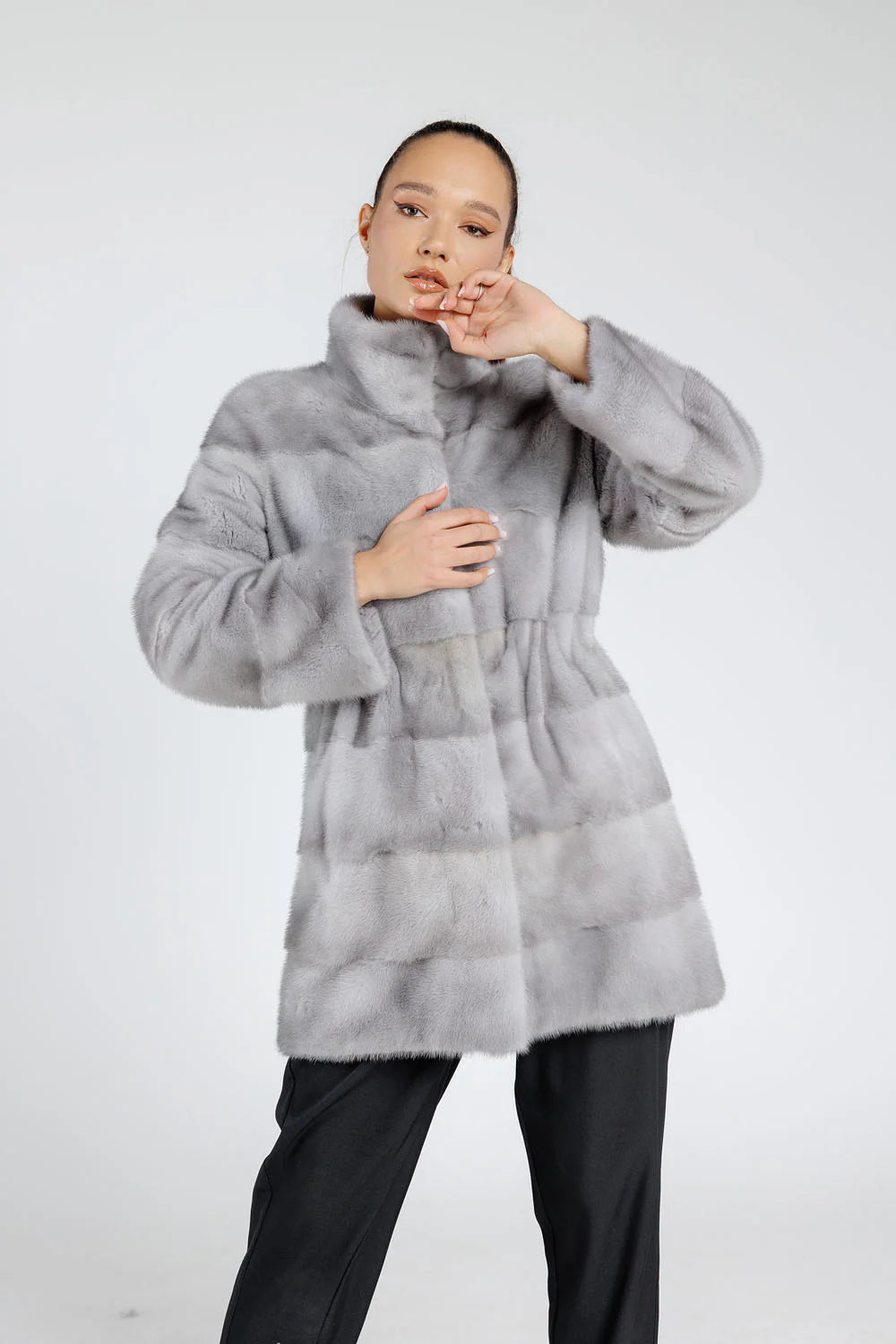 Haină din Blană Naturală de Vizon, Femei, Sapphire 223