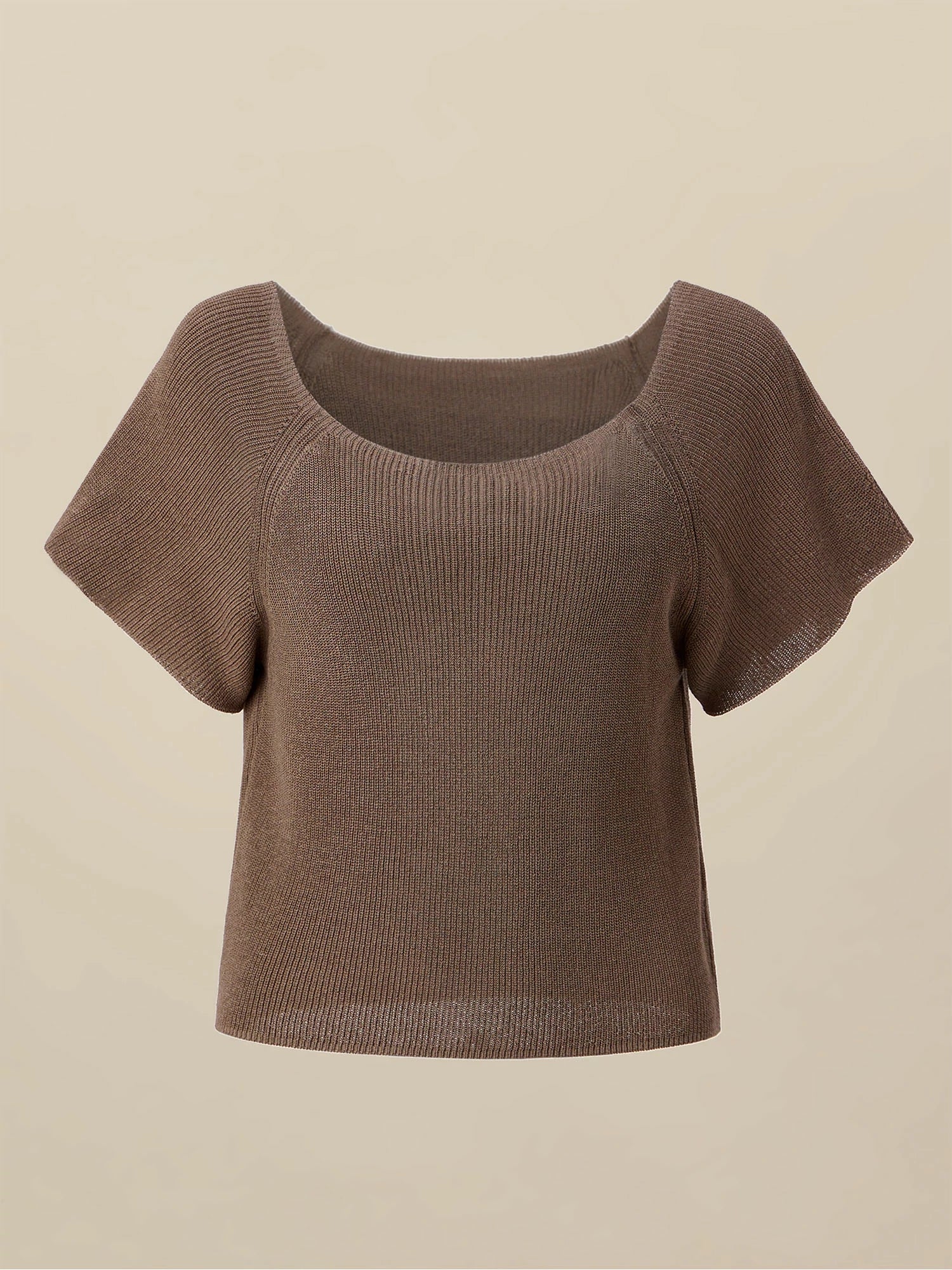 Linen & Lyocell Square Neck Casual Basic Top