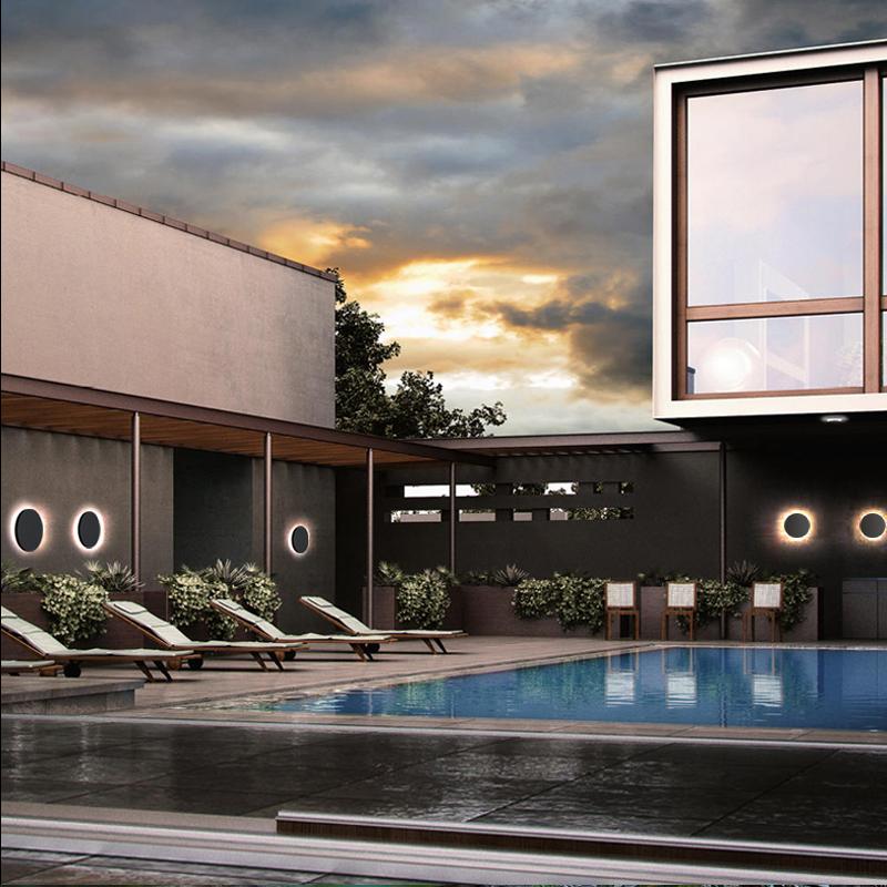 Flat Square Round LED Waterproof Black Modern Outdoor Wall Lights Wall Lamp