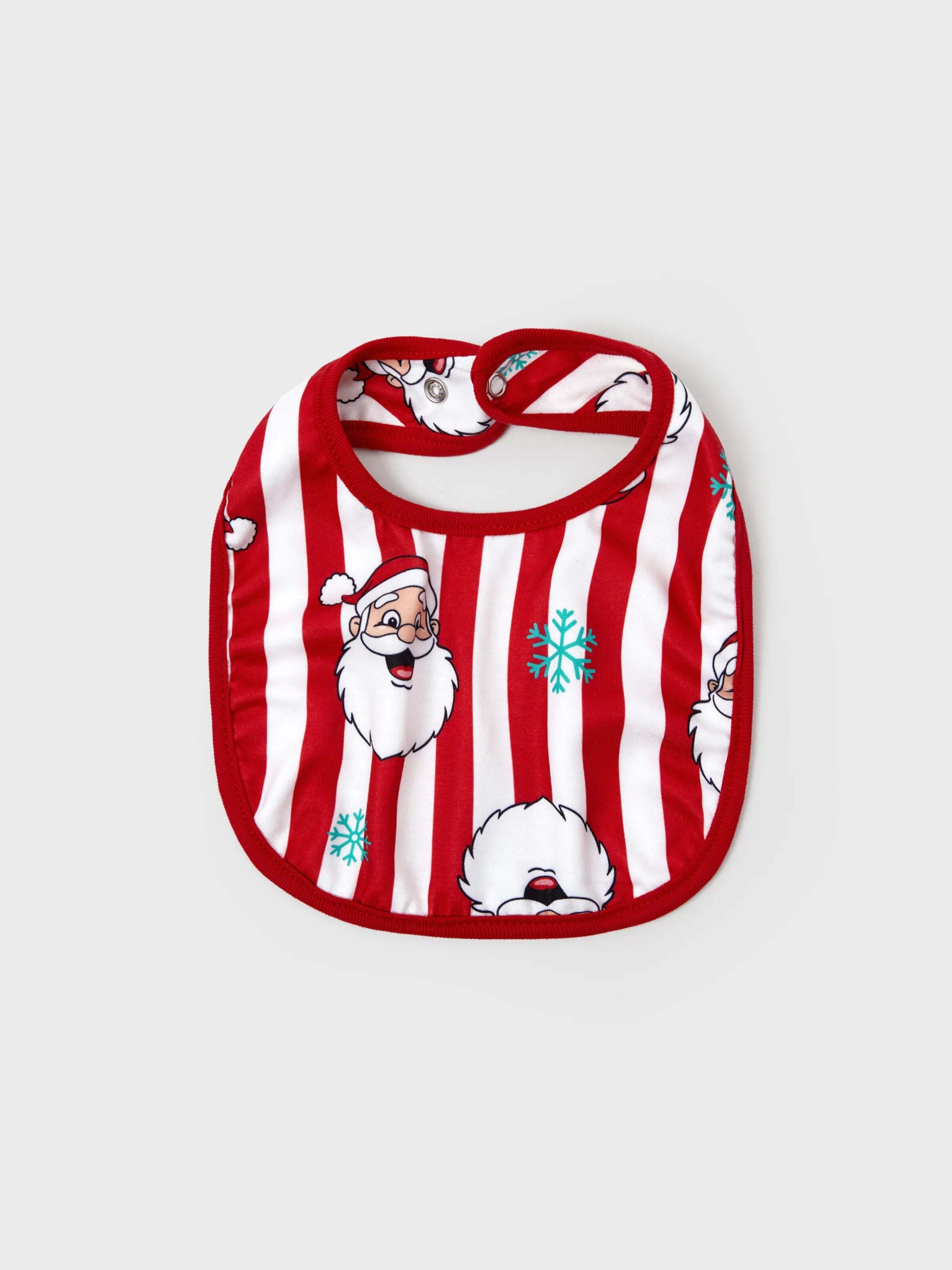 Christmas Matching Family Pajamas Set Santa Claus and Snowflakes Red Stripes PJS Red