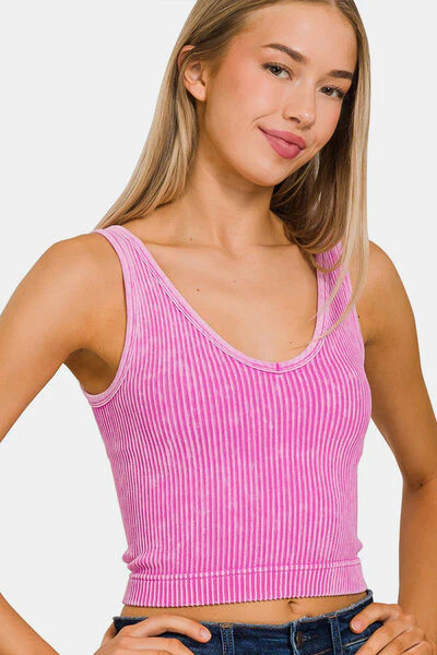 Washed Ribbed Cropped Tank