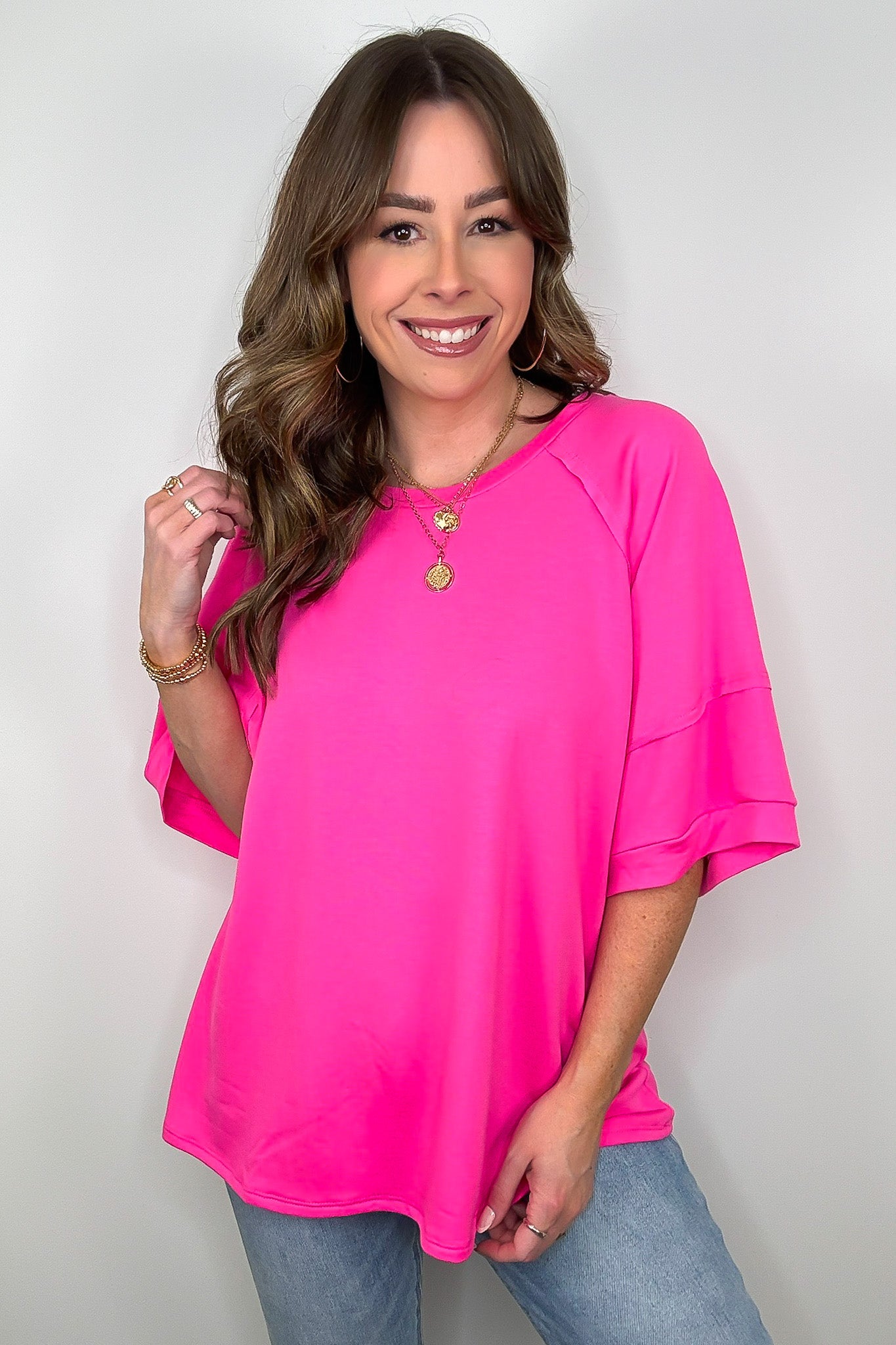 Chill Out Terry Knit Raw Edge Relaxed Top