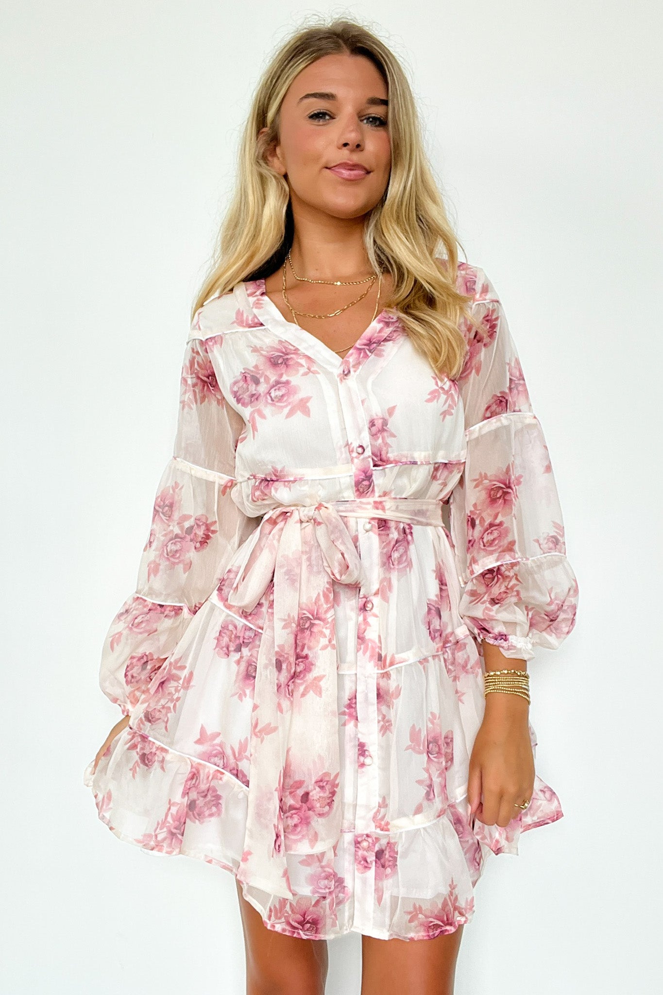 Long Sleeve Floral Button Up Dress
