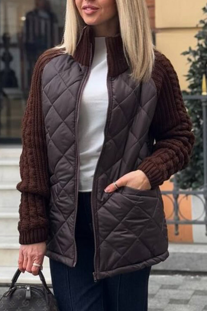 Women's Stylish Knitted Splicing Casual Jacket