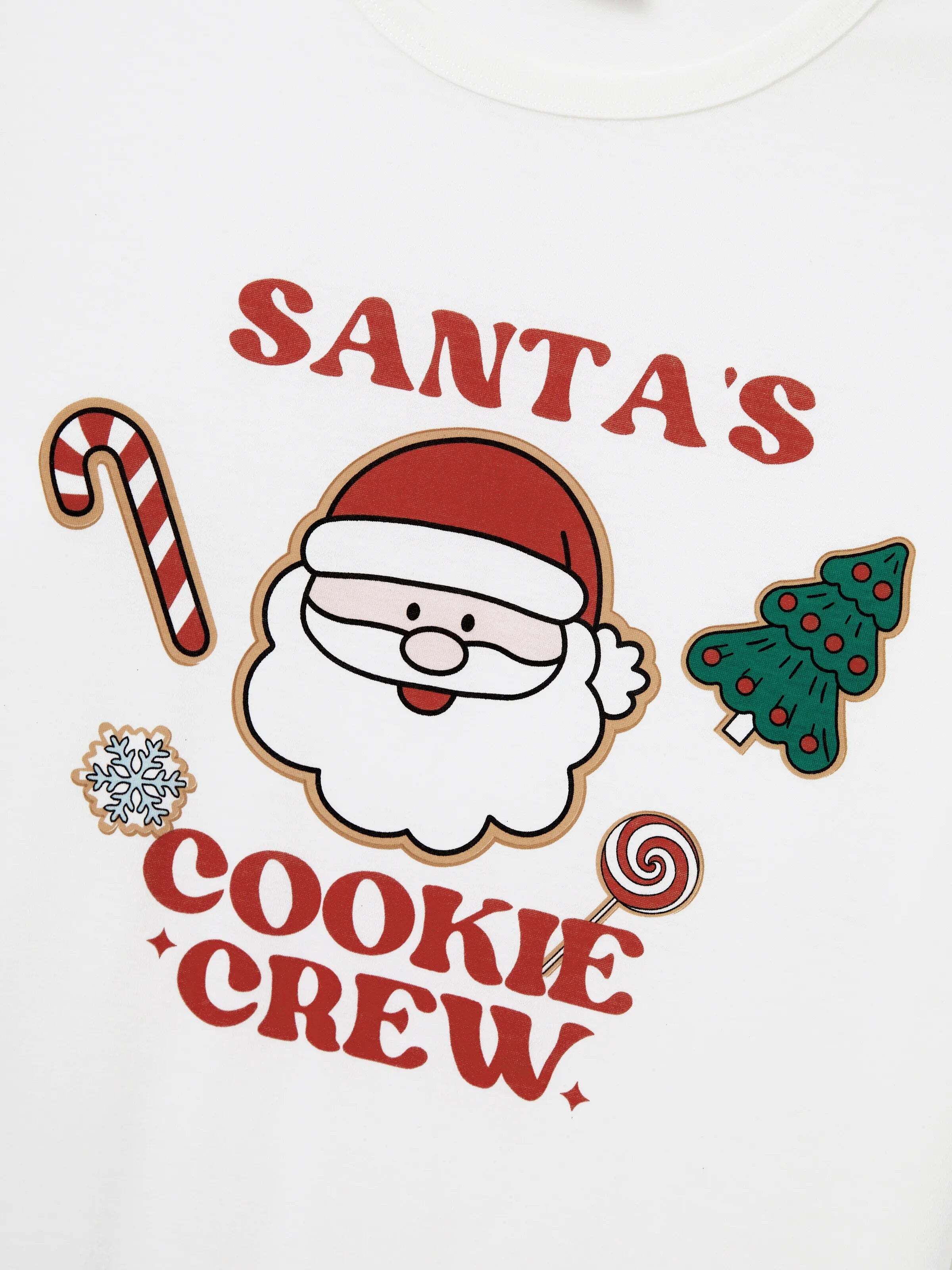 Christmas Matching Family Pajamas Set Santa Claus and Christmas Tree Print White PJS with Christmas Socks White