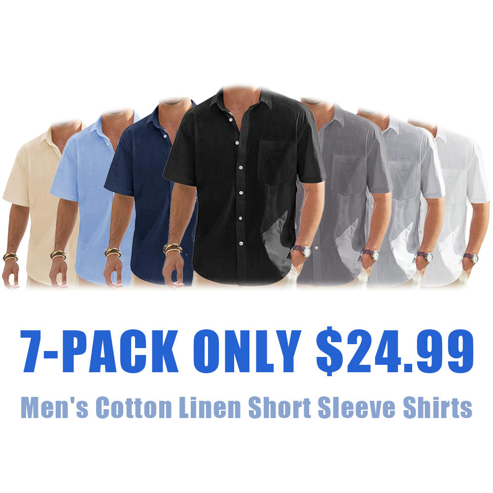 Men's Cotton Linen Short Sleeve Shirts