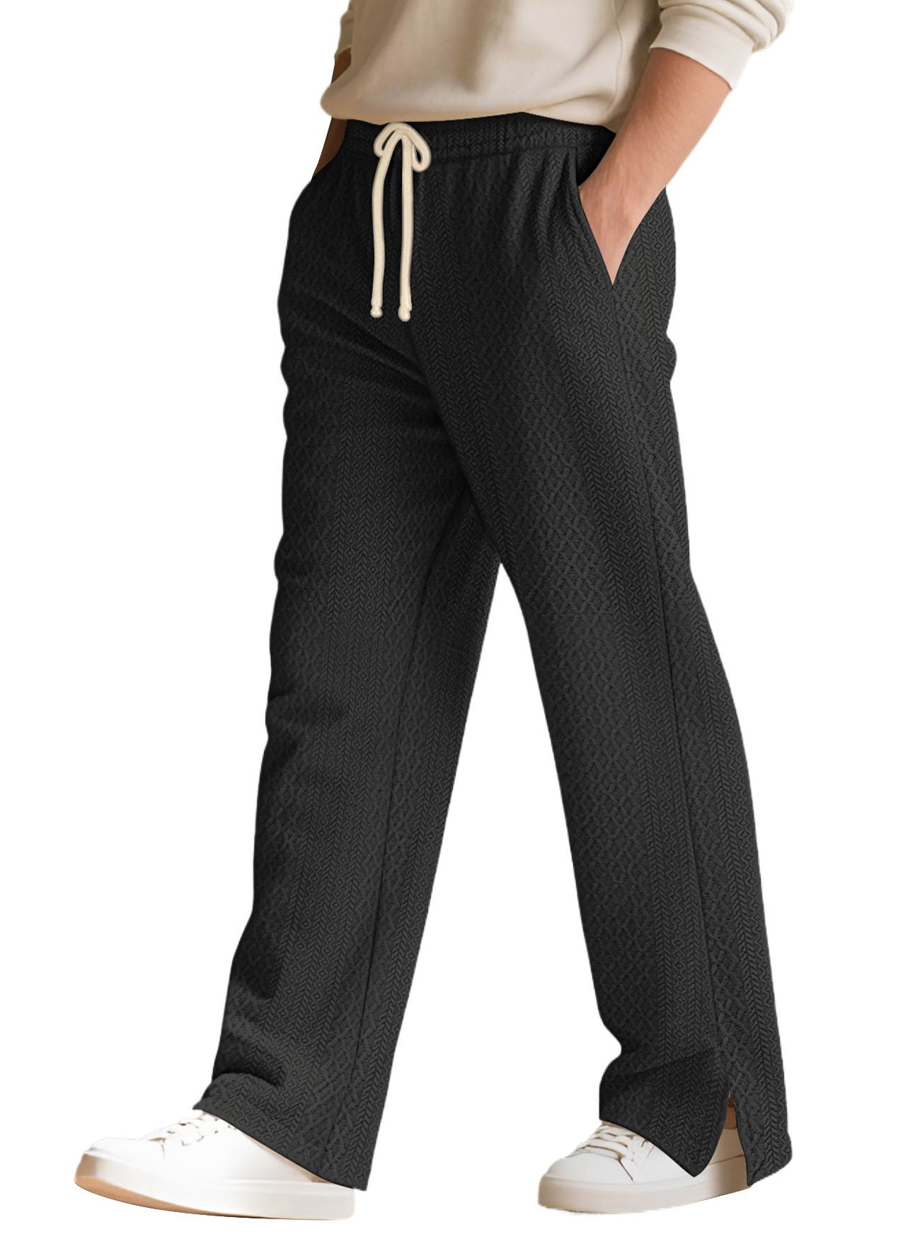 Men's Waffle Drawstring Sportswear Straight Pants