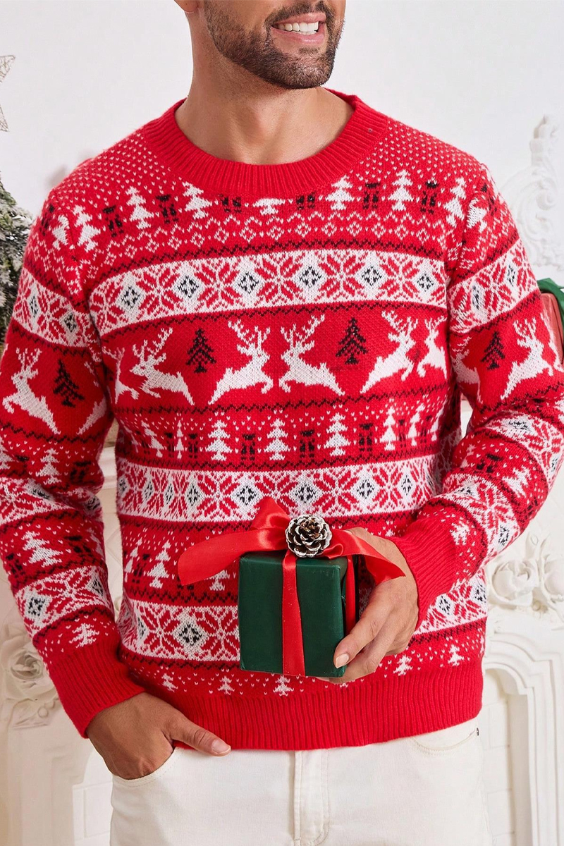 Men's Christmas-themed Crew Neck Sweater