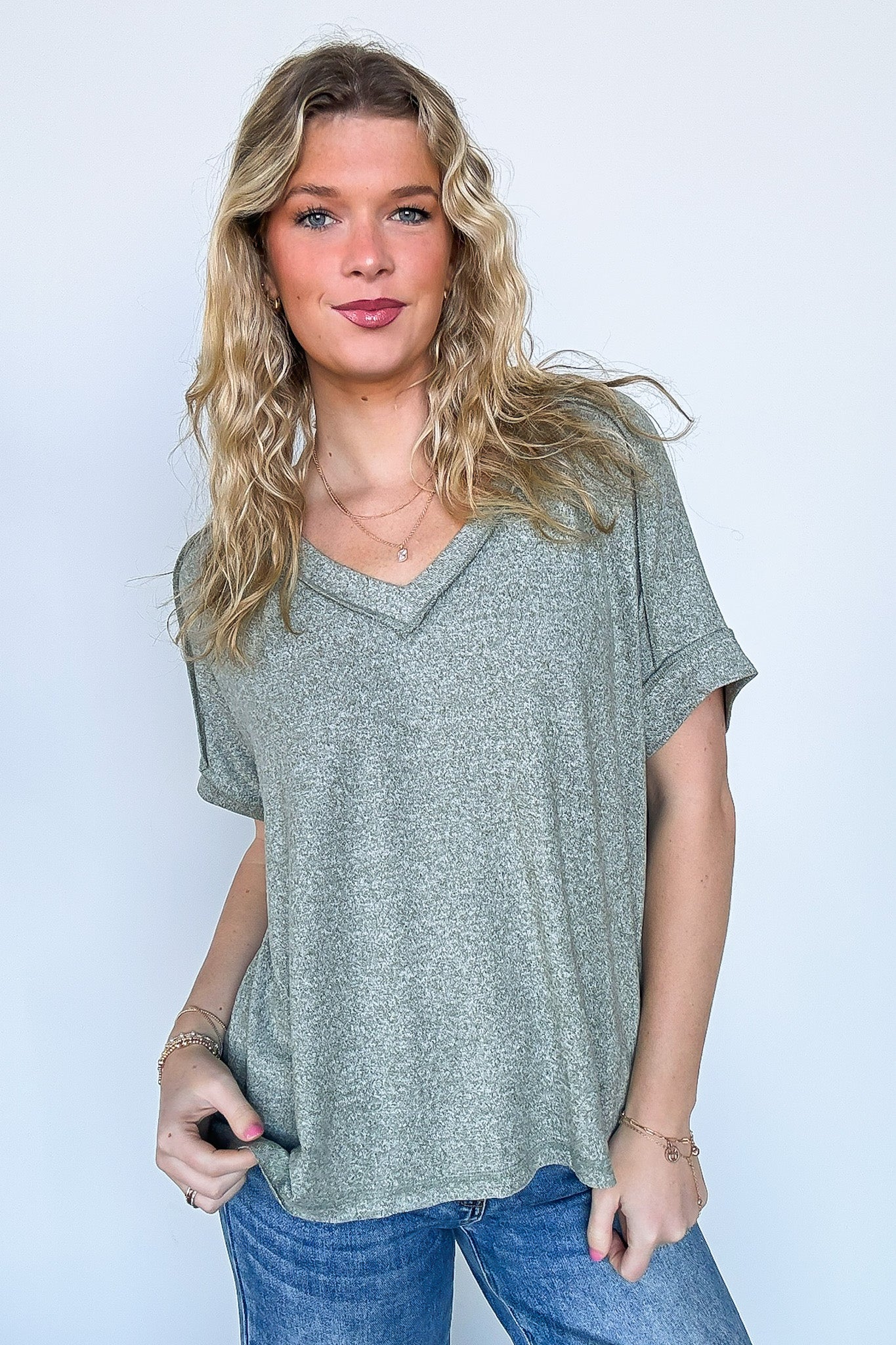Sunday Morning V-Neck Hacci Knit Tee