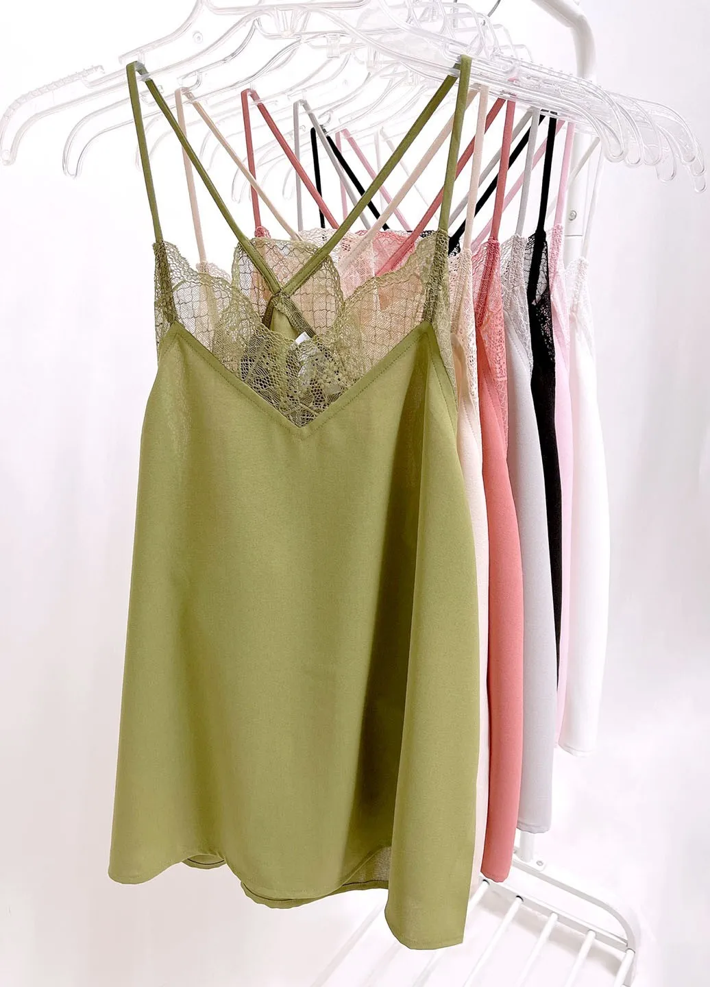 Lace Cami Solid Tank Top