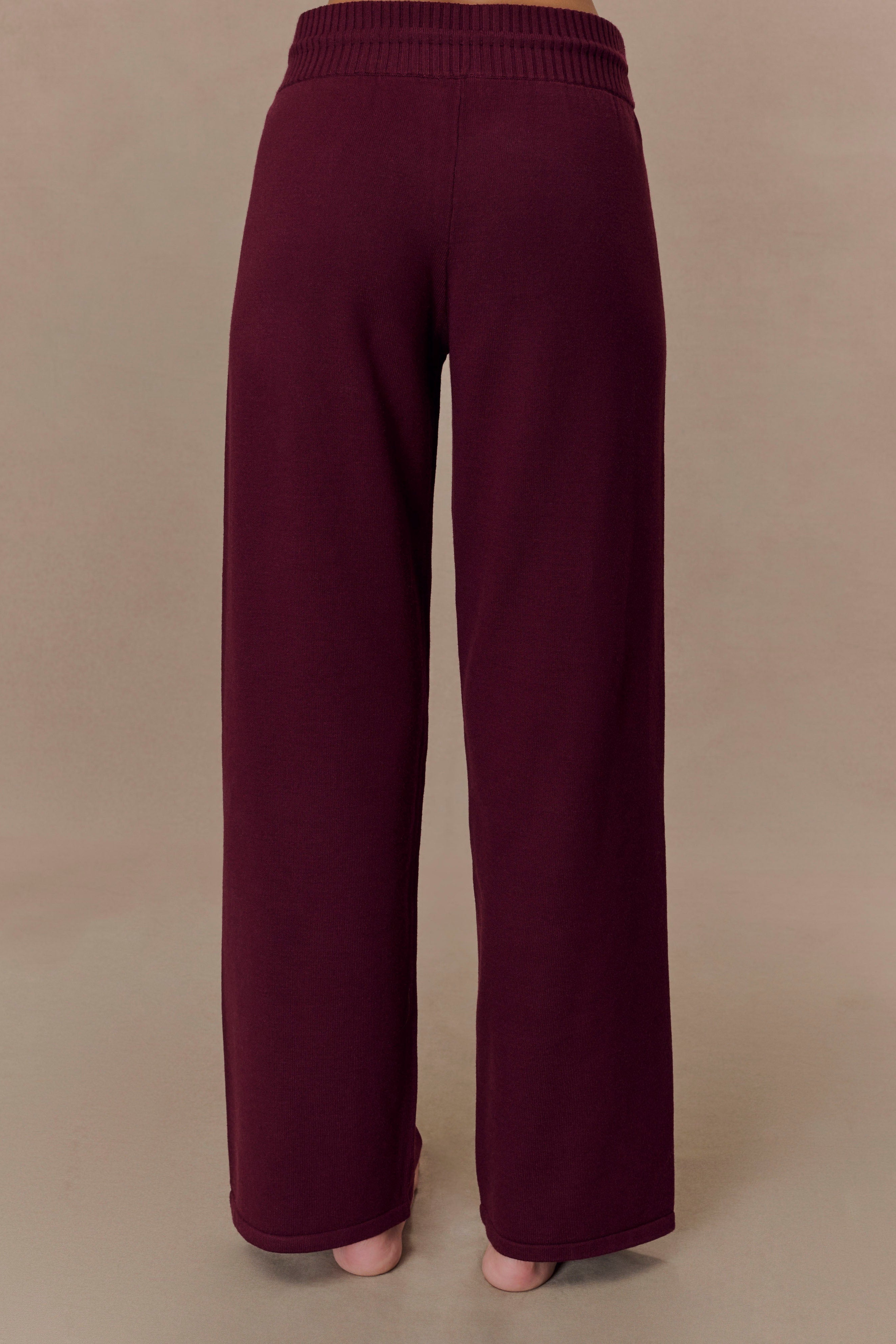 Merlot Knit Wide Leg Pants