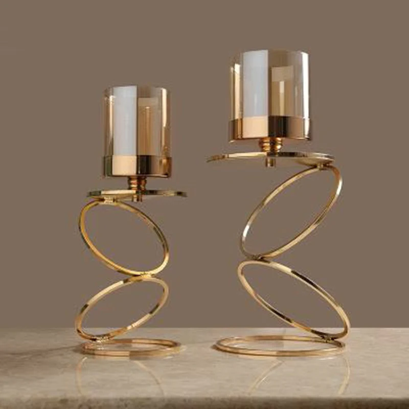 Gold Cascading Circles Candle Holder