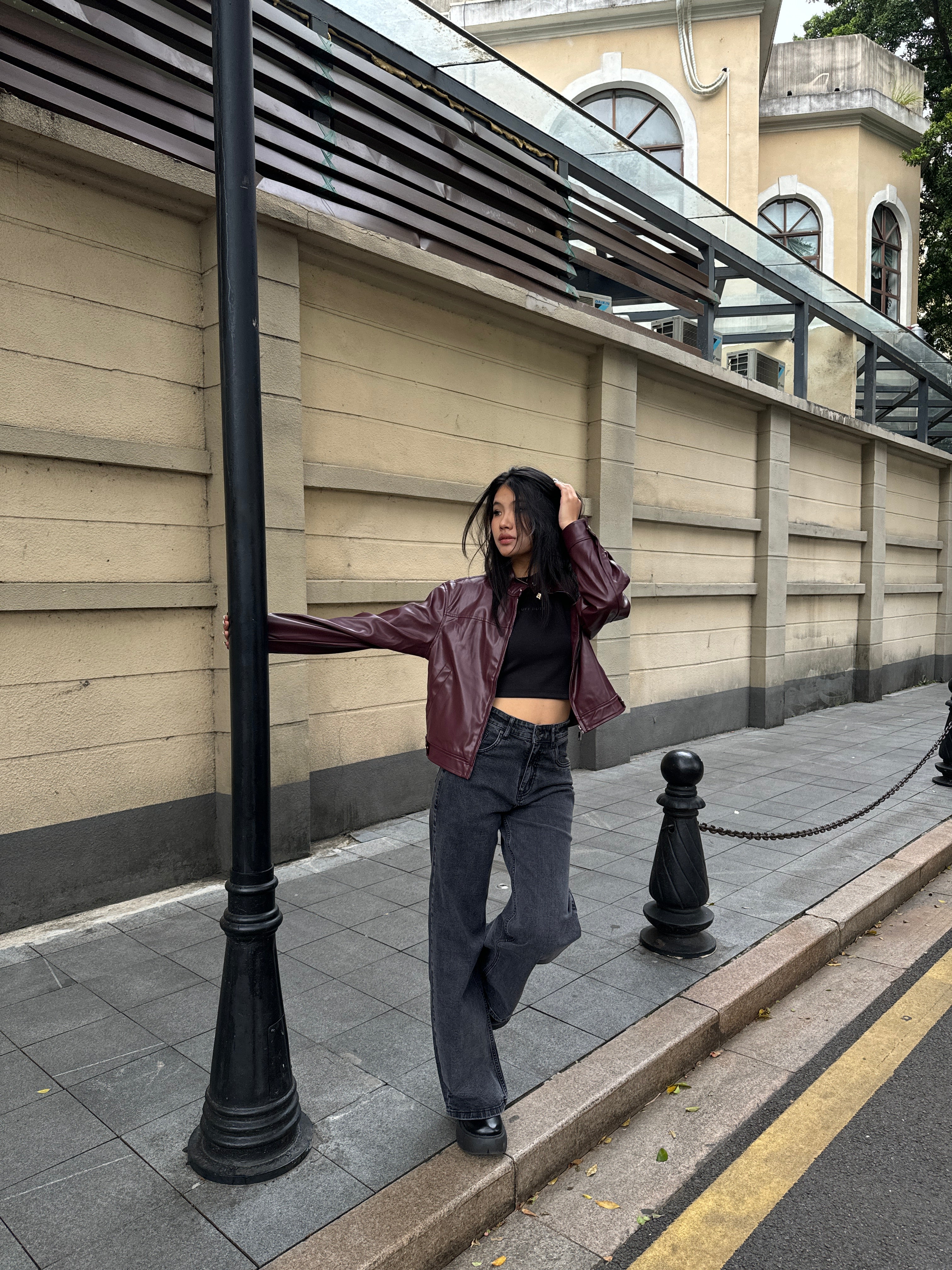 Charcoal Wide Leg High Rise Jeans