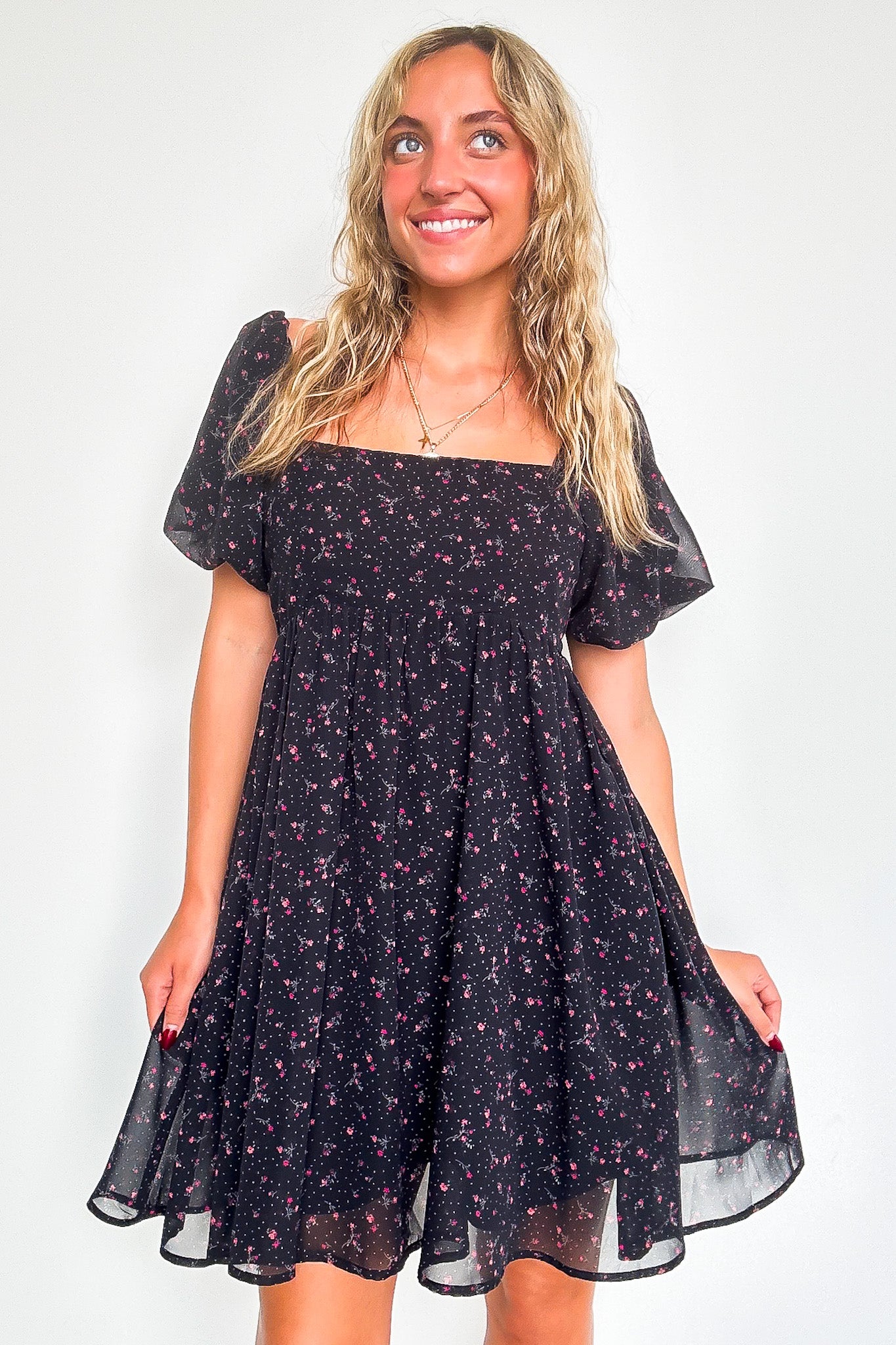 Deluxe Desire Square Neck Floral Dress