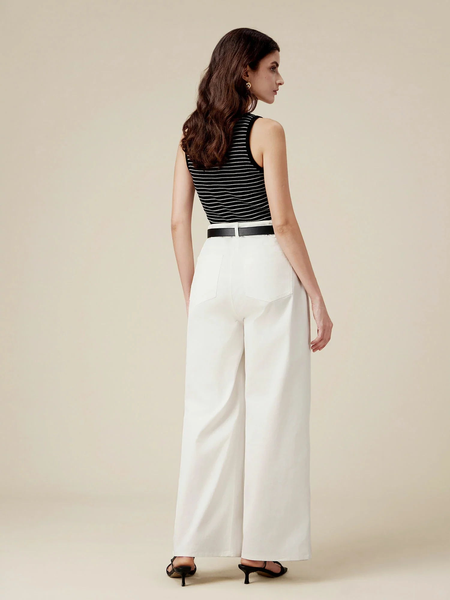 Lyocell  & Linen Striped Slim Fit Tank Top