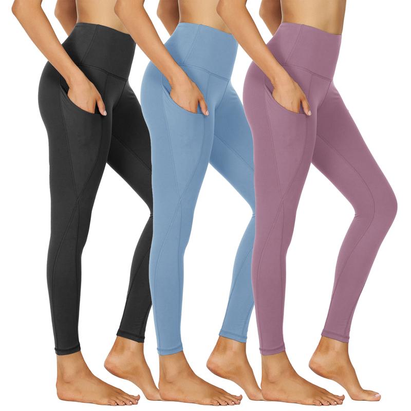 SHOWITTY Outlets Women's High Waisted 3 Pack Leggings with Pockets – Soft Plus Size Yoga Pants for Travel, Workout & Everyday Wear