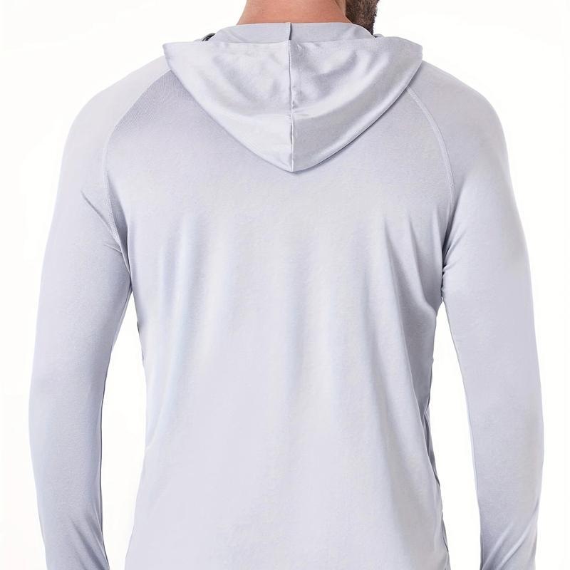 Men's UPF 50+ Athletic Hoodie - Moisture Wicking Long Sleeve Sun Shirt