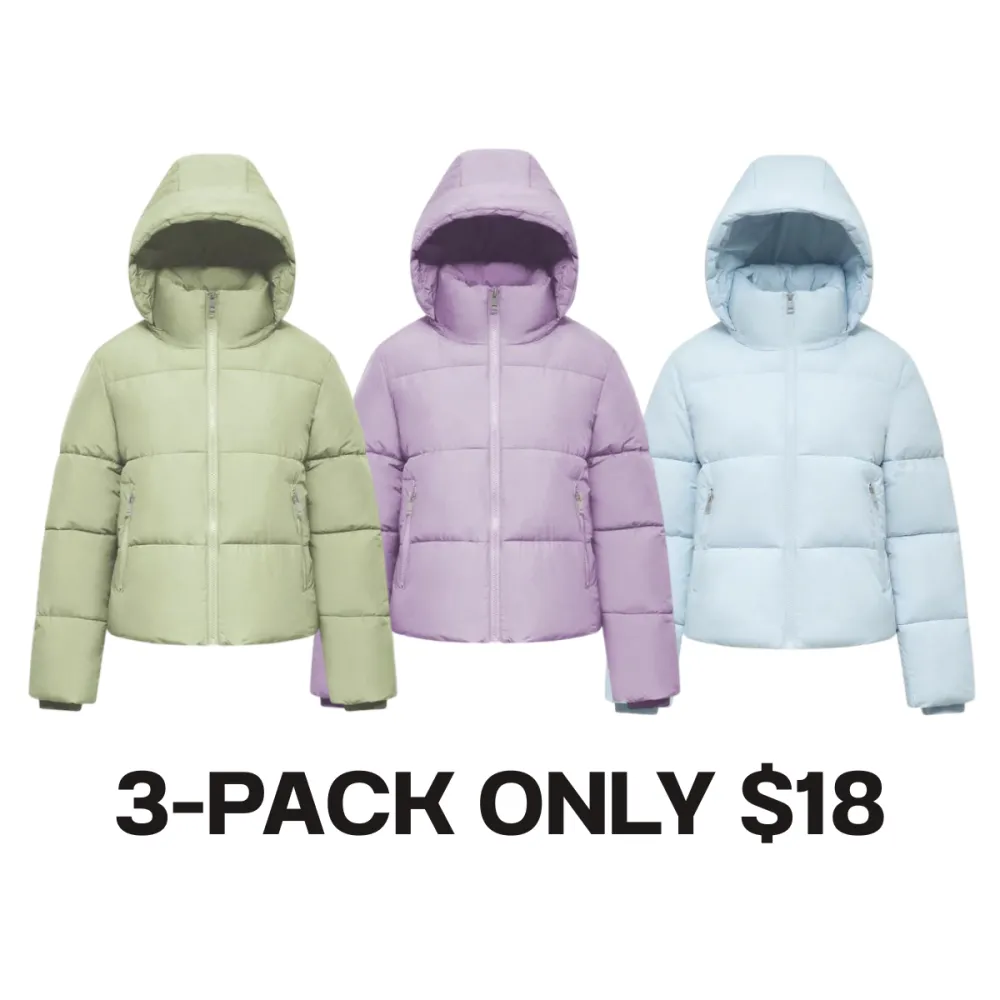 Women's Quilted Puffer Jacket with Removable Hood