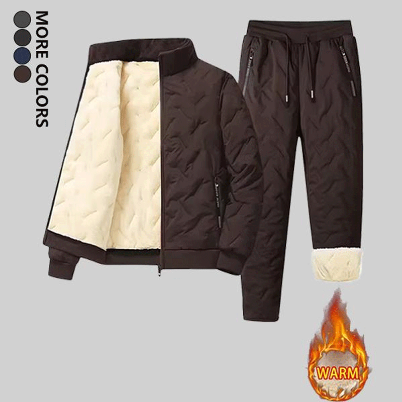 Men’s Warm Fleece-Lined Jacket & Pants 2-Piece Set