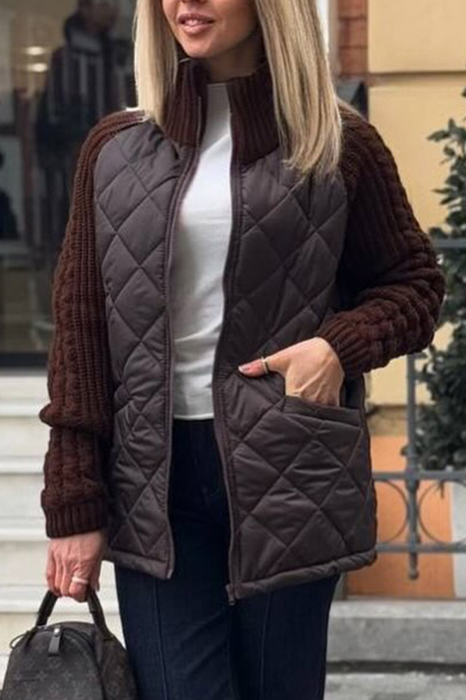Women's Stylish Knitted Splicing Casual Jacket
