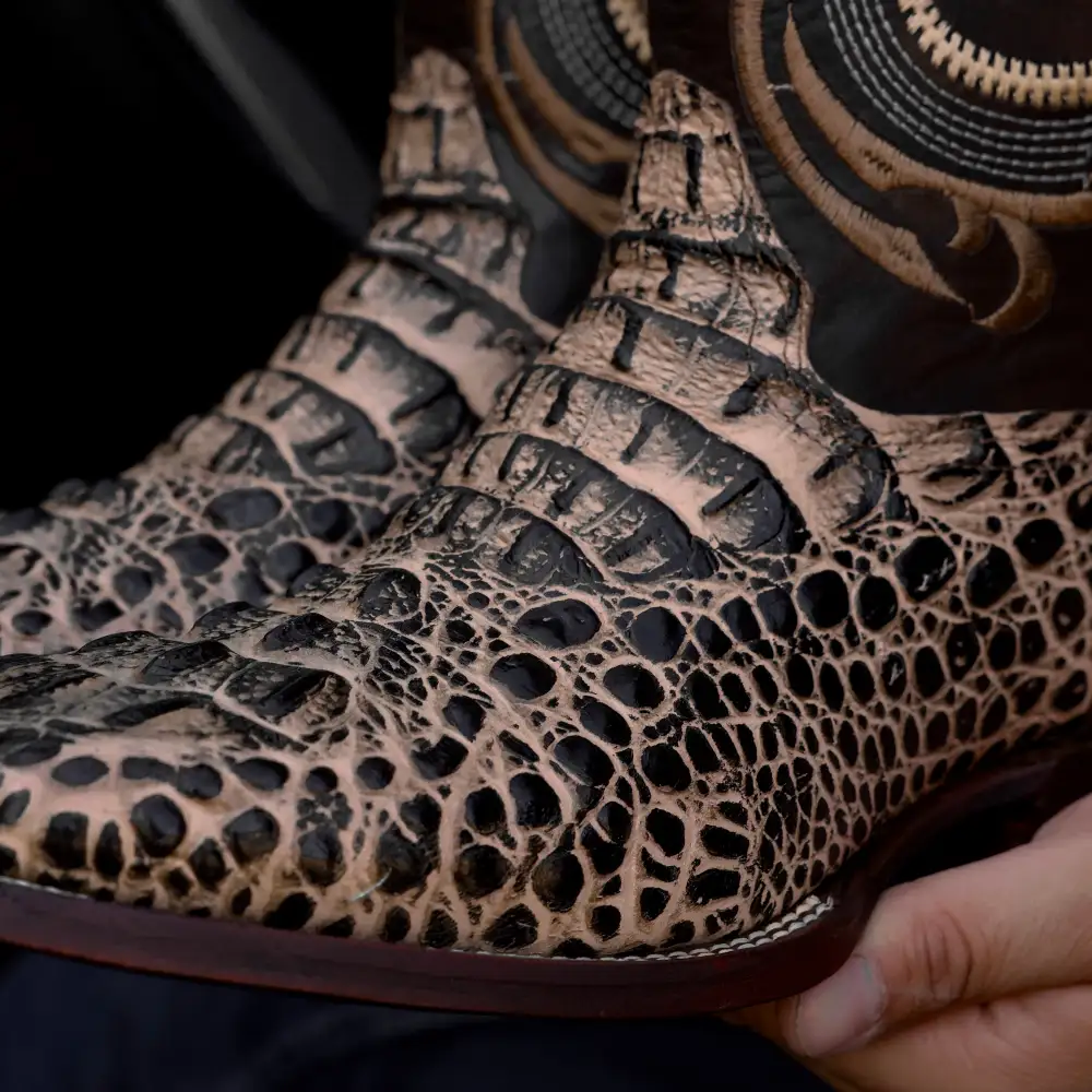 Orix Caiman Neck Leather Boots- Square Toe