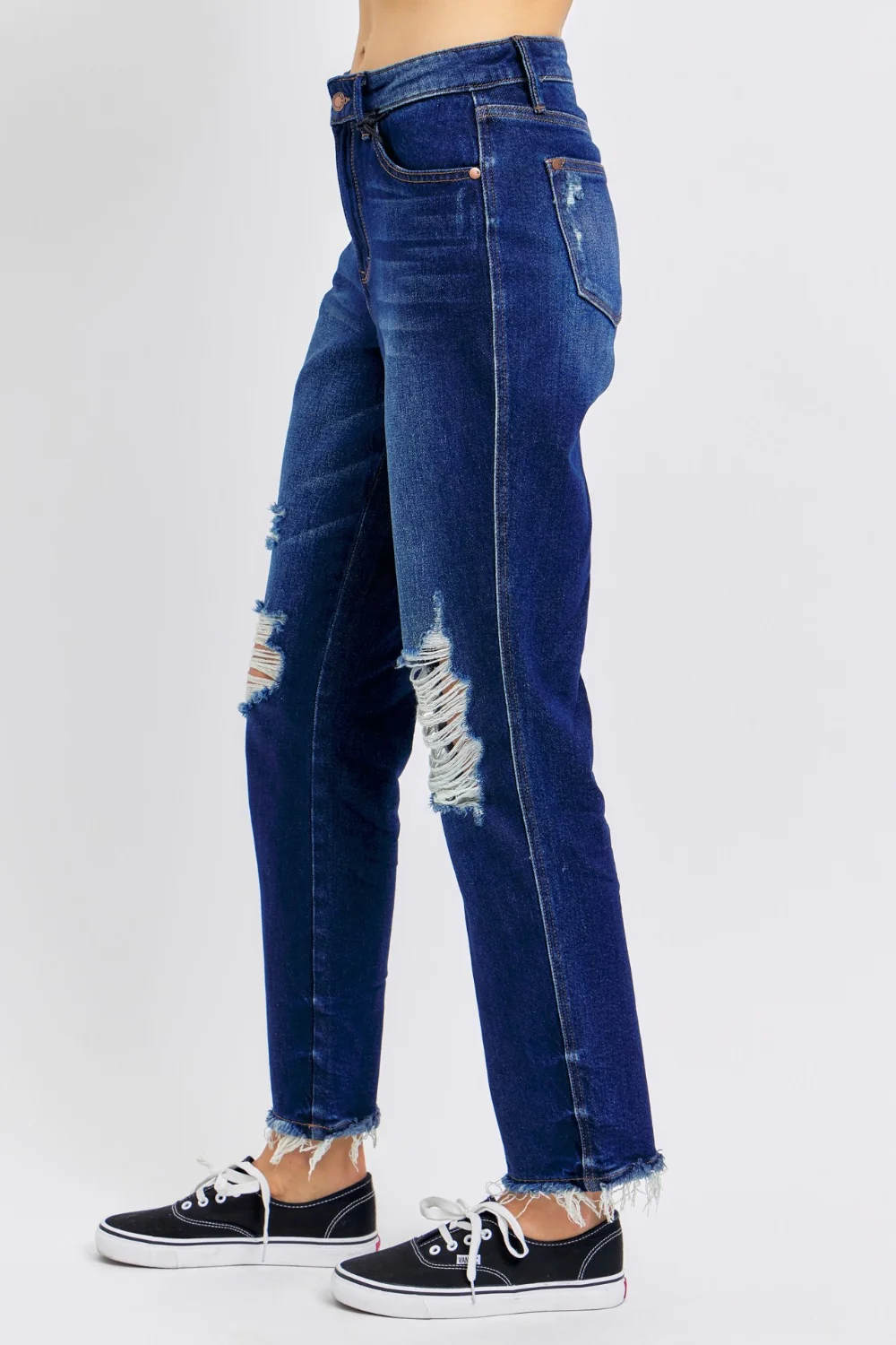 Blue Full Size High Waist Rigid Magic Heavy Destroy Straight Jeans