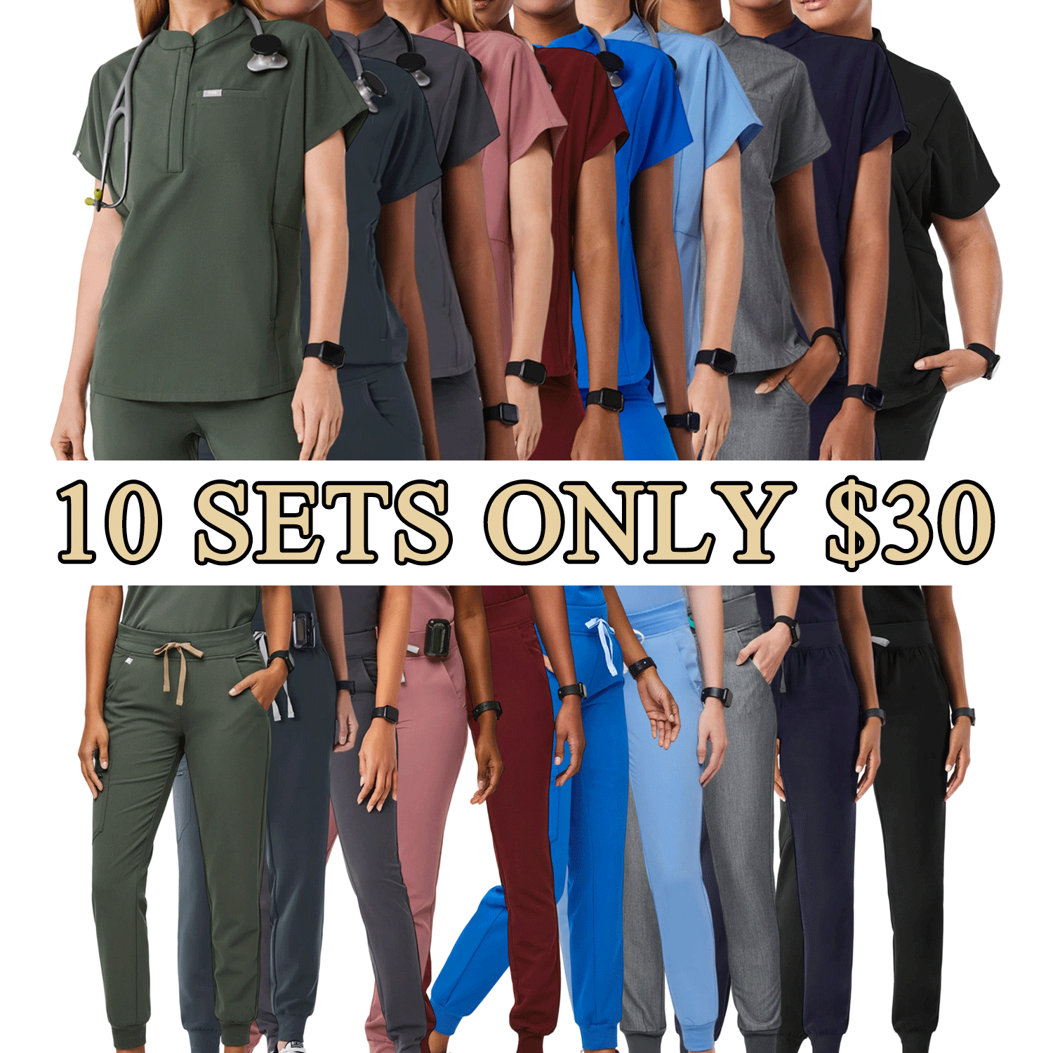 Stretch Scrub Top & Jogger Scrub Pants Set